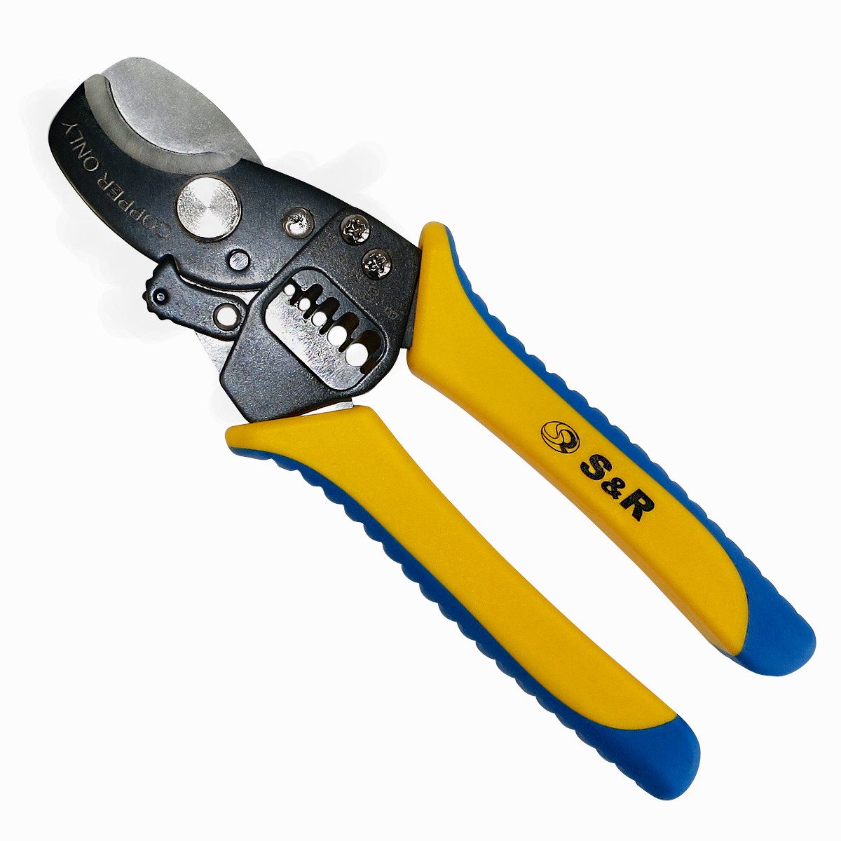 S&R Kabelmesser Elektro-Kabel-Schneider, Kabel-Schere bis 11 mm, 170 mm, Abisolierer, (1-tlg), Abisolierwerkzeug für AWG 14, 12, 10, 8, Drahtzange