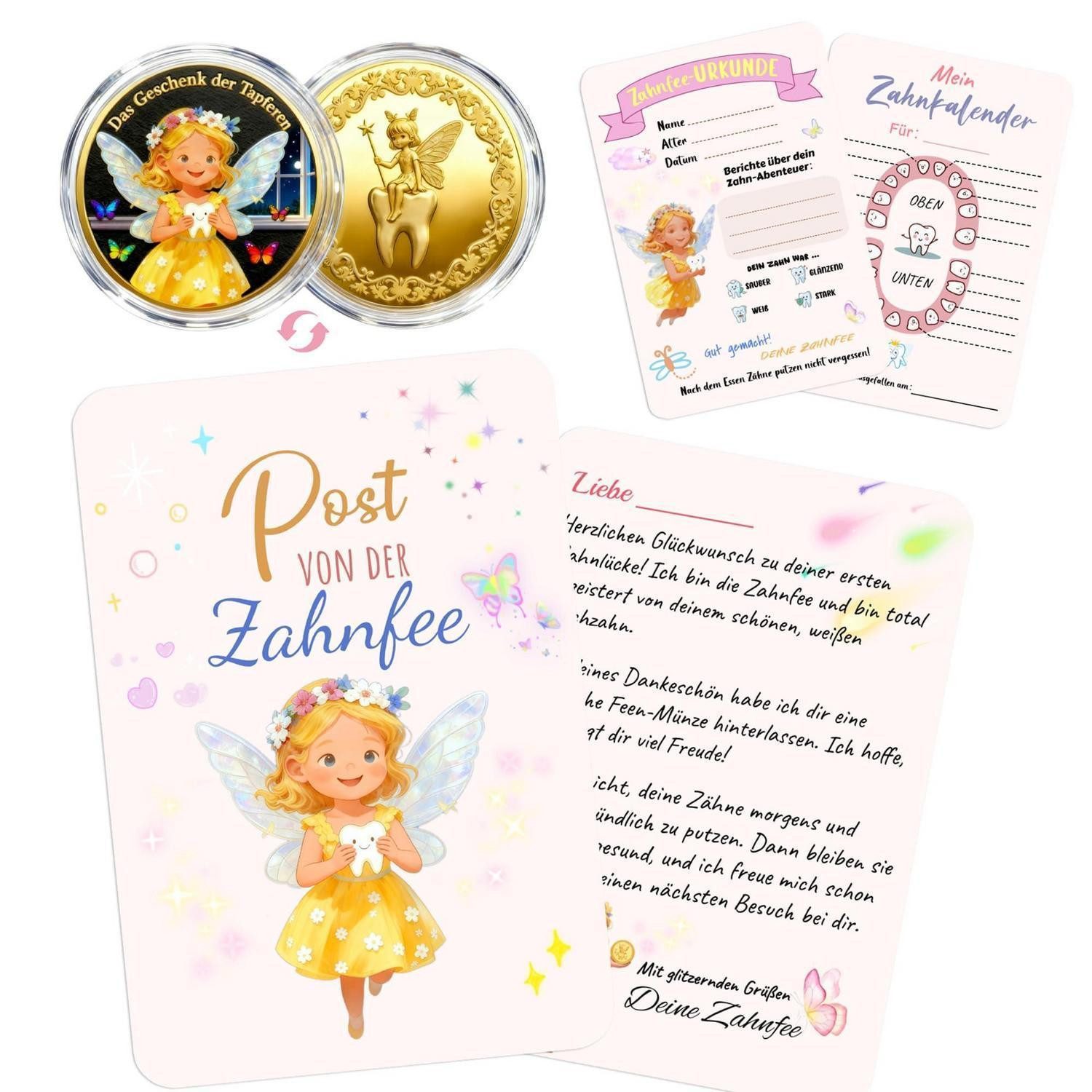 LuxusKollektion Geschenkbox Zahnfee Geschenkset Goldene Münze & Urkunde (1 St)