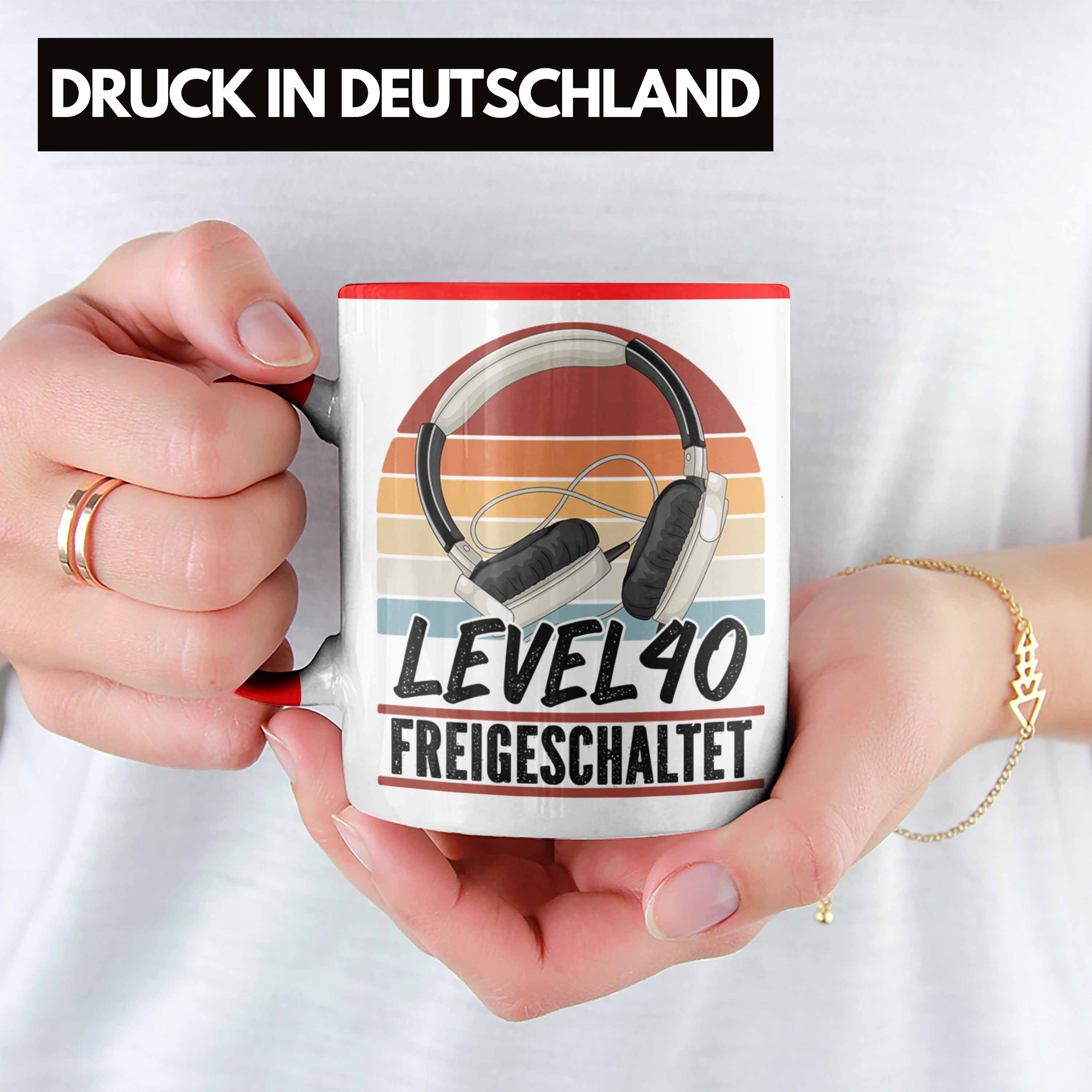 Trendation Tasse 40. Geburtstag Geschenk Kaffee-Becher Gaming Geburts Gamer 40er Rot Männer