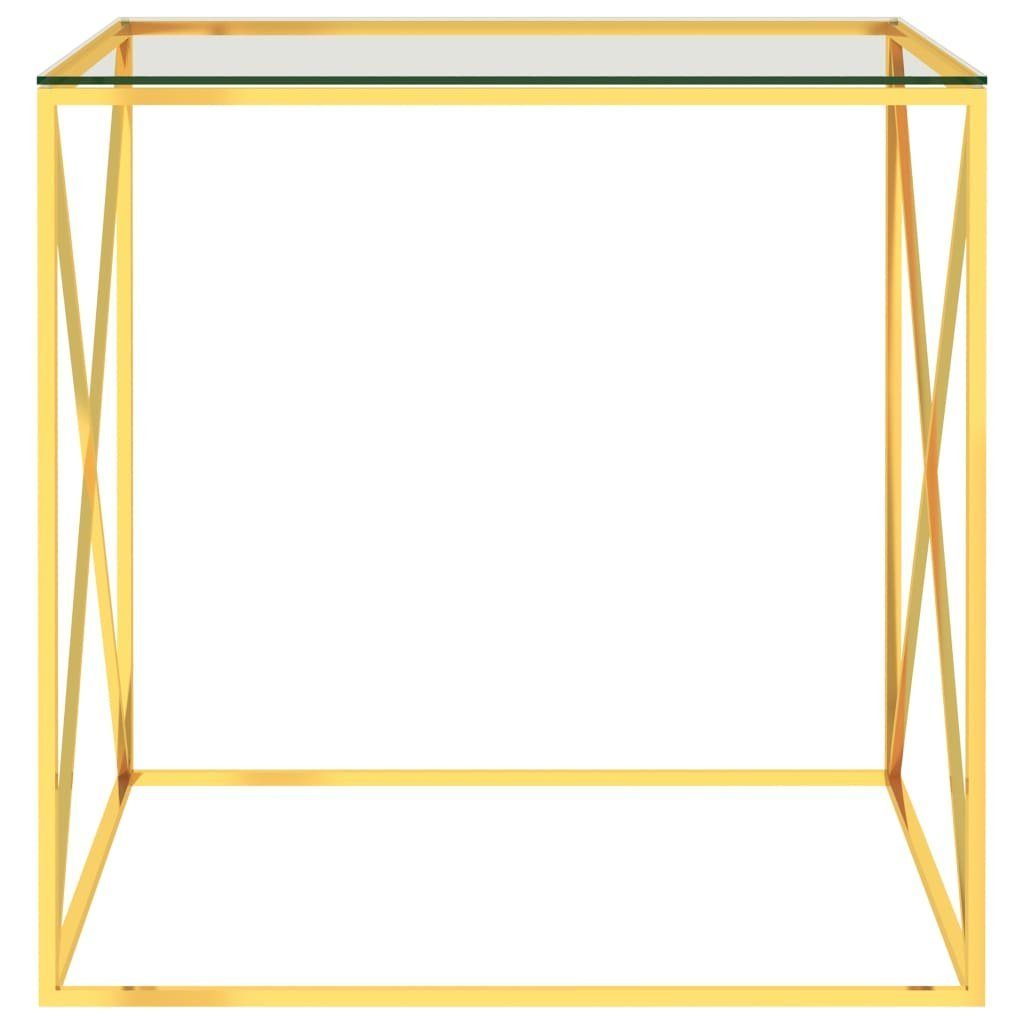 | Glas cm (1-St) Couchtisch 55x55x55 Gold Golden und Gold Couchtisch vidaXL Edelstahl