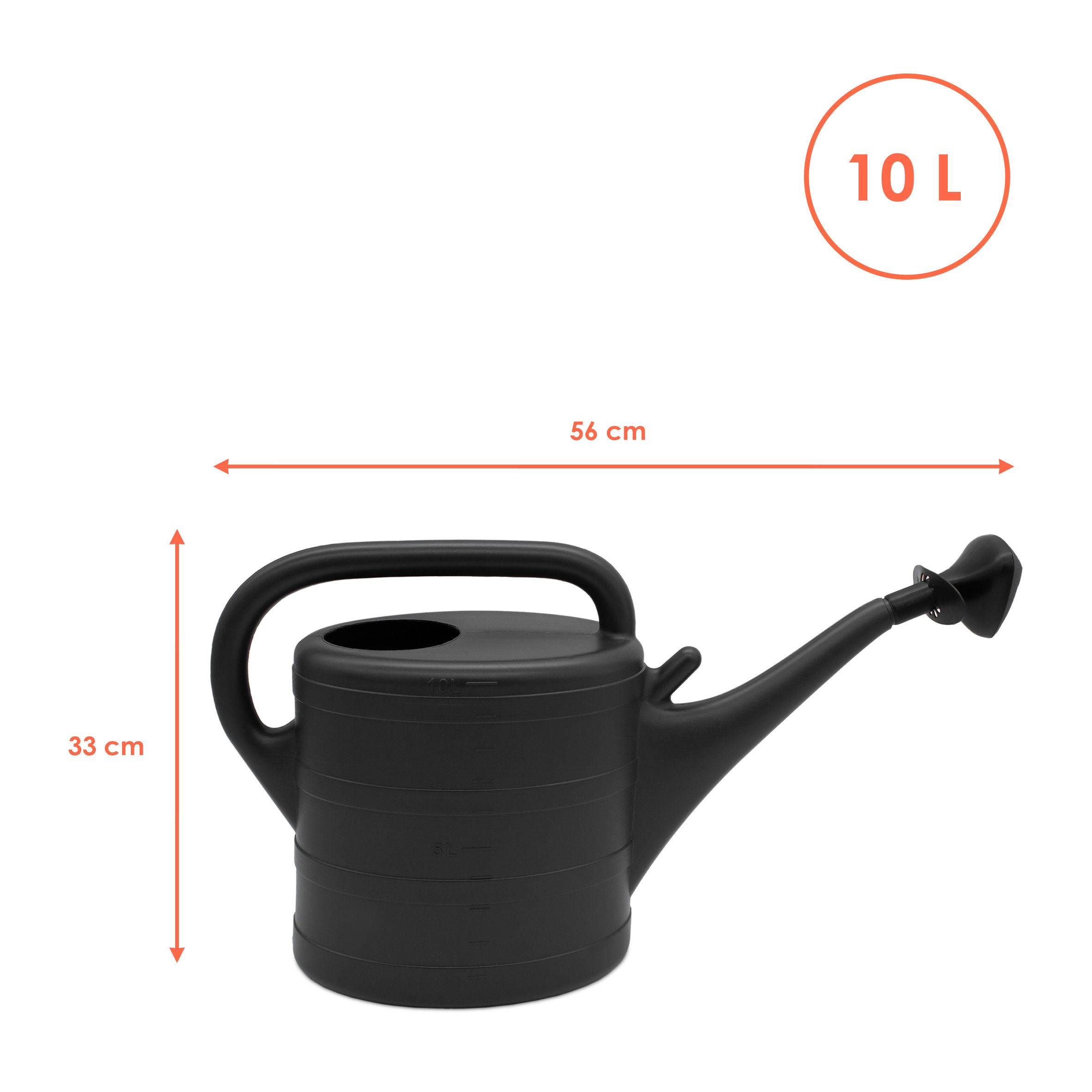 Spetebo Gießkanne Kunststoff Gießkanne 10 Liter - anthrazit - Gartengießkanne (Anazhl, 1-tlg., Stück), abnehmbarer Brause