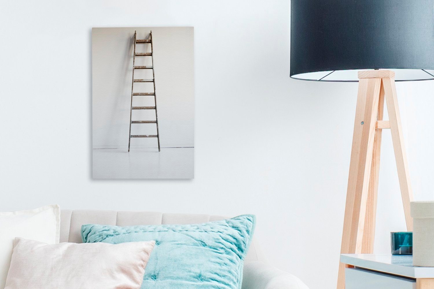 OneMillionCanvasses® Wand, Leinwandbild vor St), Gemälde, bespannt (1 fertig cm Leinwandbild einer 20x30 Zackenaufhänger, inkl. weißen Treppe