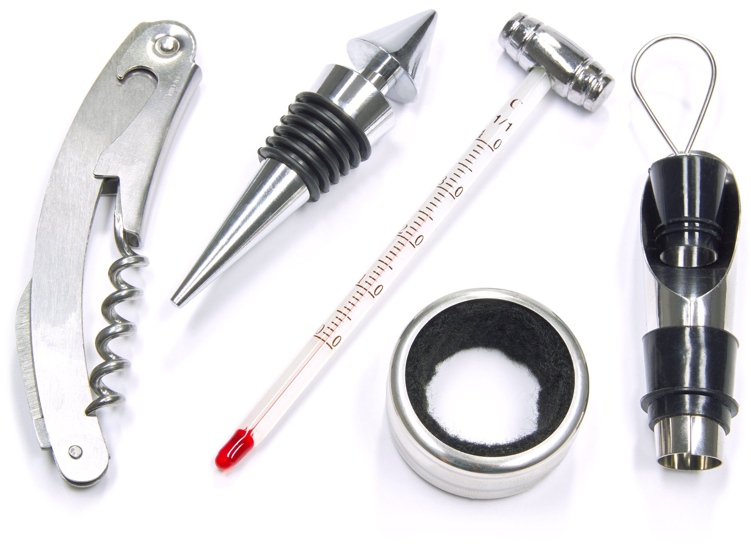 BRUBAKER Sommelier-Set 6-in-1 Barzubehör Kit mit Weinkiste - Edelholz Optik, (Wein Geschenkset, 1 tlg., Ausgießer + Flaschenstopfen + Weinthermometer + Tropfrin – Bild 4 von 5