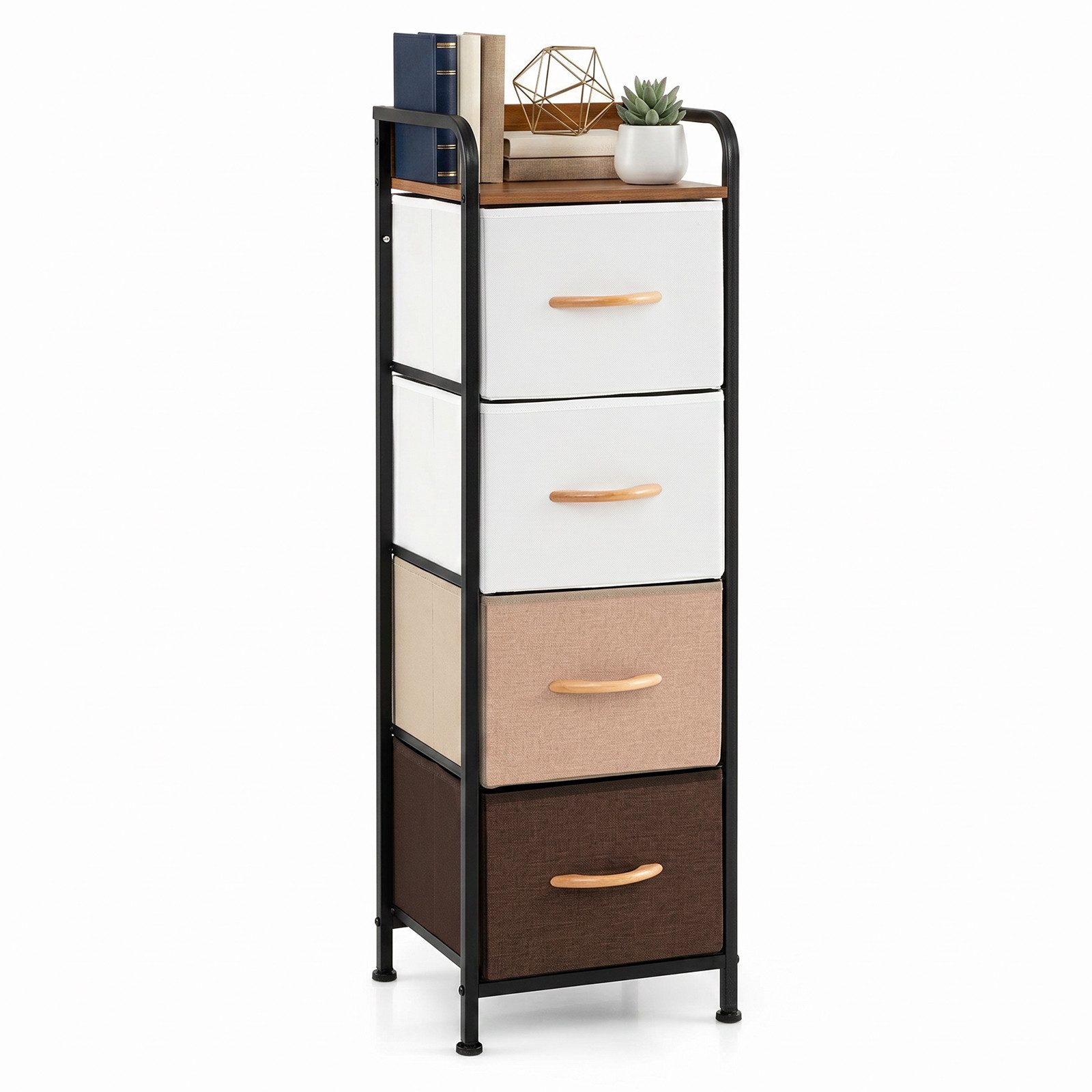 COSTWAY Kommode, mit 4 Schubladen, Metallrahmen, Schubladenschrank 31x28,5x99,5cm