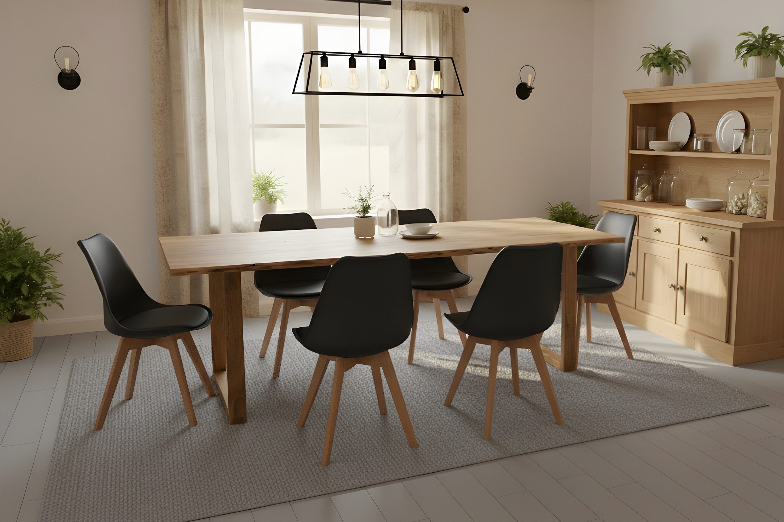 SAM® Esstisch Graz, massives Akazienholz, echte Baumkante, Metallgestell U-Form