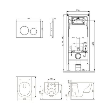 AM.PM Tiefspül-WC KomplettSet X-Joy S wandhängend, Abgang Wand WC,Tiefspüler, wandhängend, Suspension, Abgang waagerecht, Komplett-Set, inkl Schnellverschluss-Sitz, vorwandelement und Drückerplatte