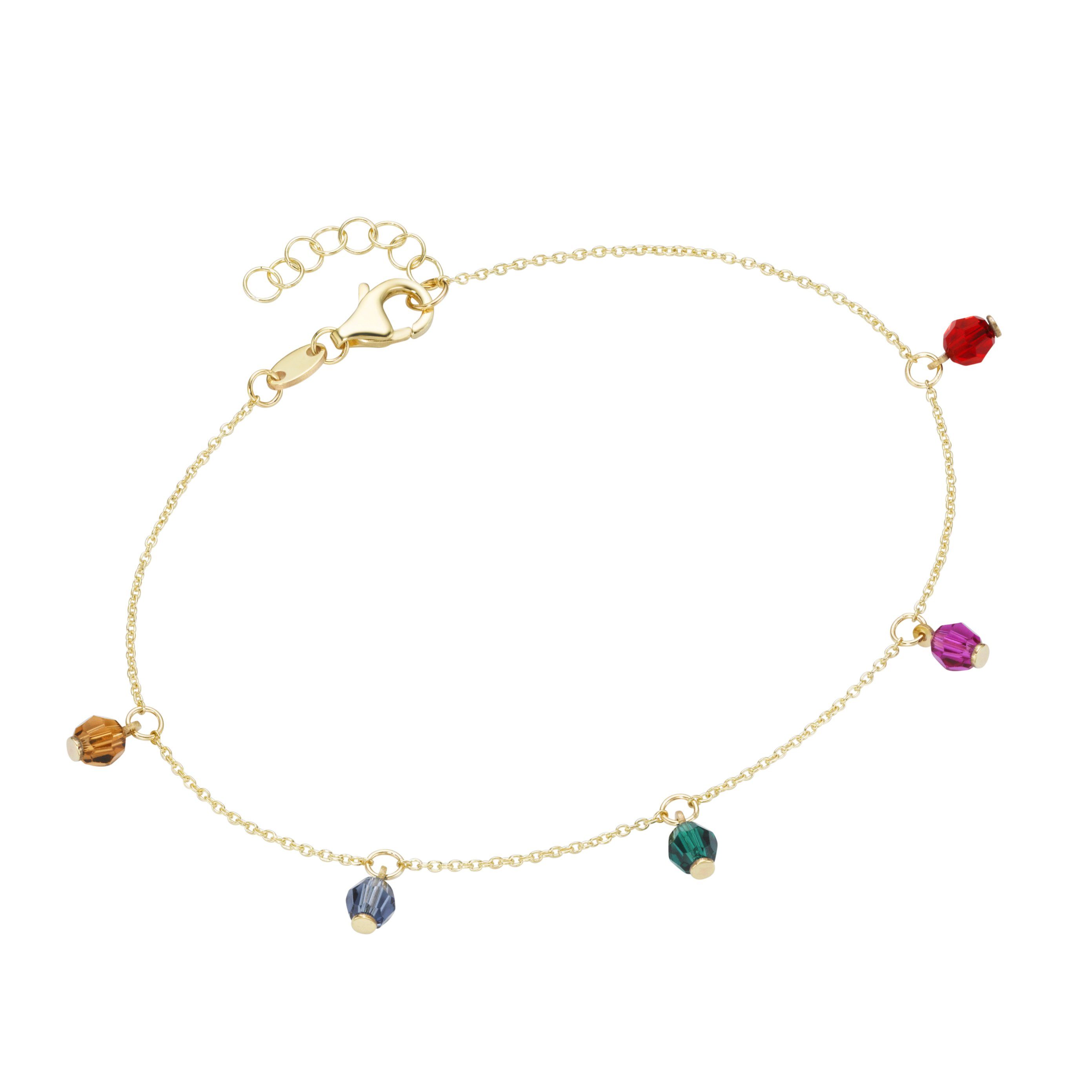 spitze Luigi Merano Armband mit farbigen Kristallsteinkugeln, 375 Gold