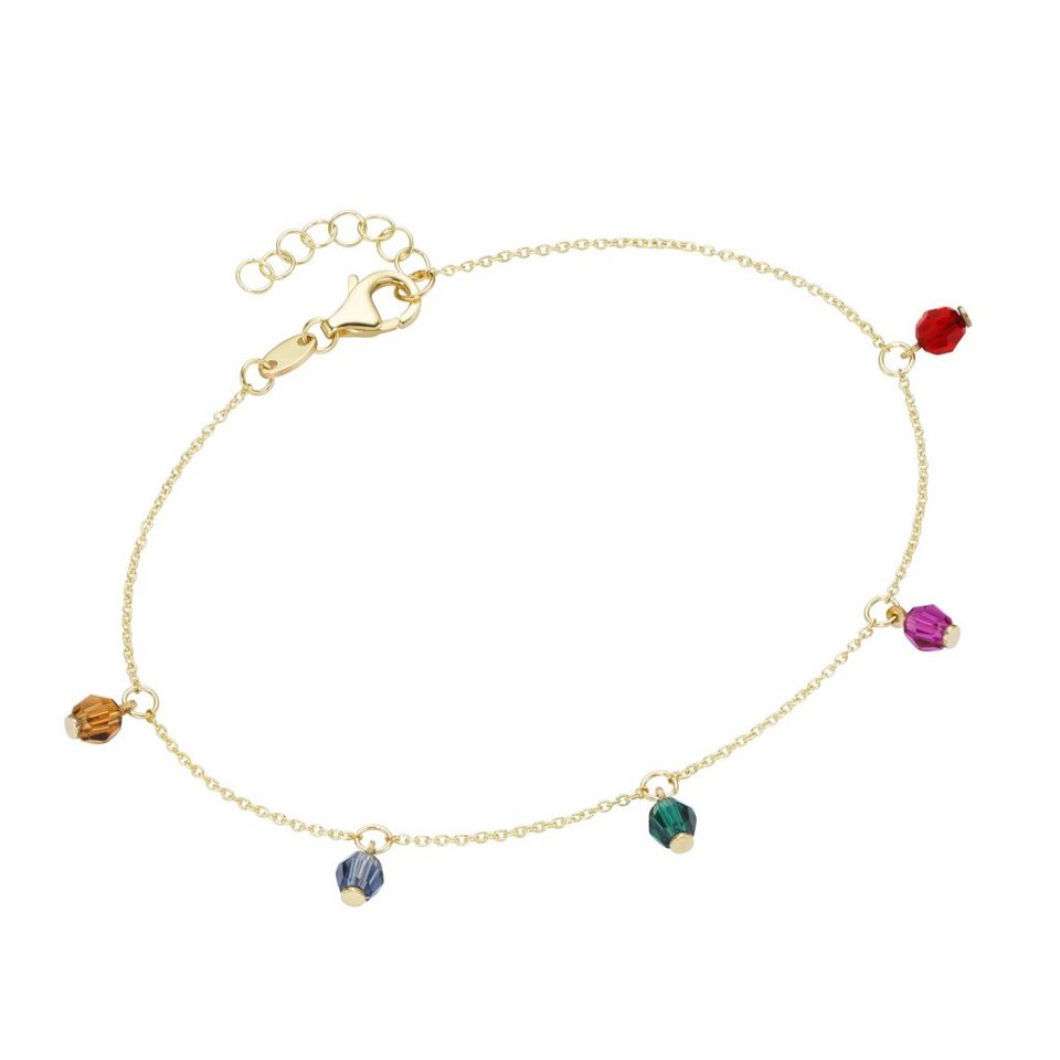Luigi Merano Armband mit farbigen Kristallsteinkugeln, Gold 375
