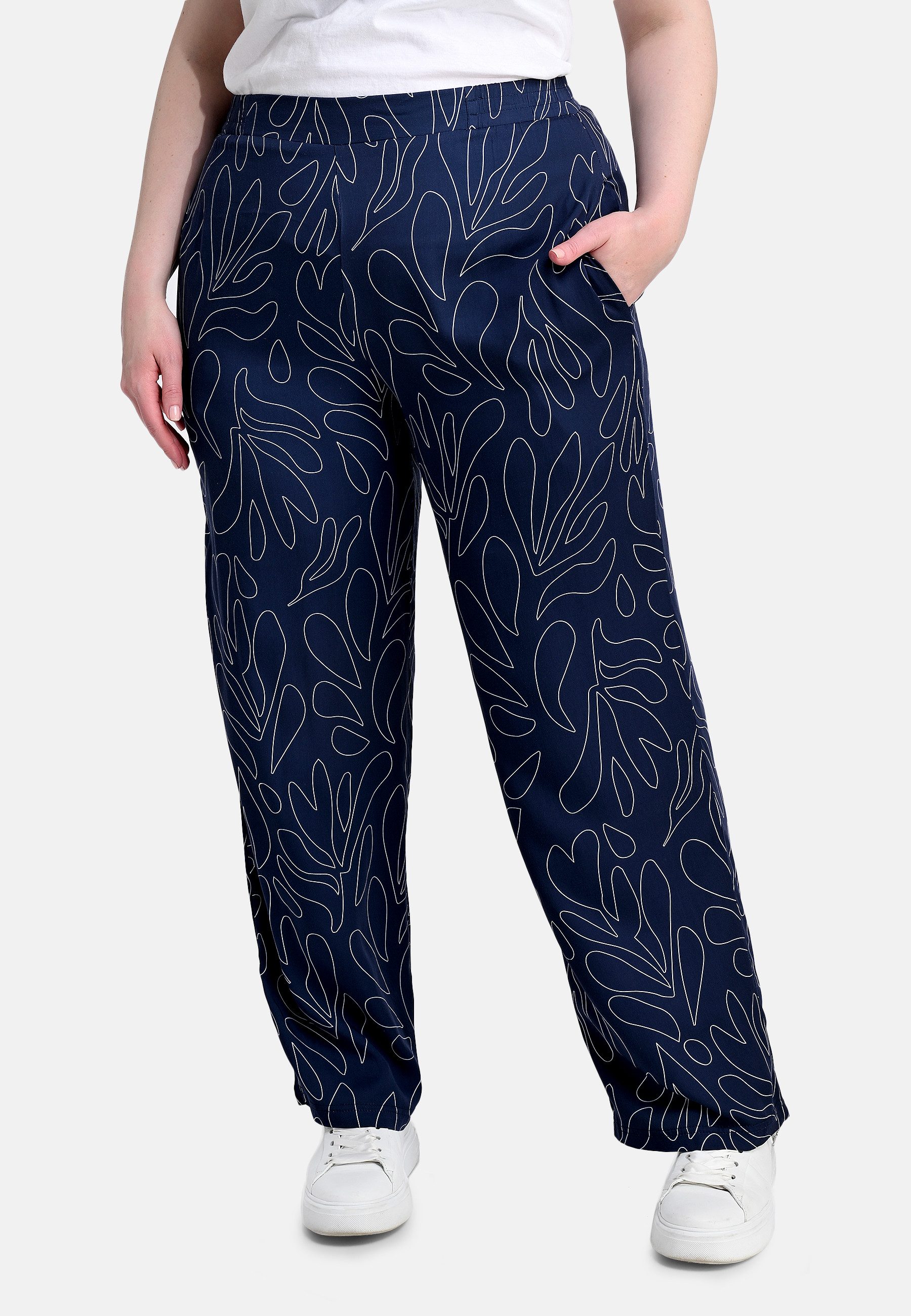 elanza Culotte Palazzo-Hose mit Print in Dunkelblau (1-tlg) günstig online kaufen