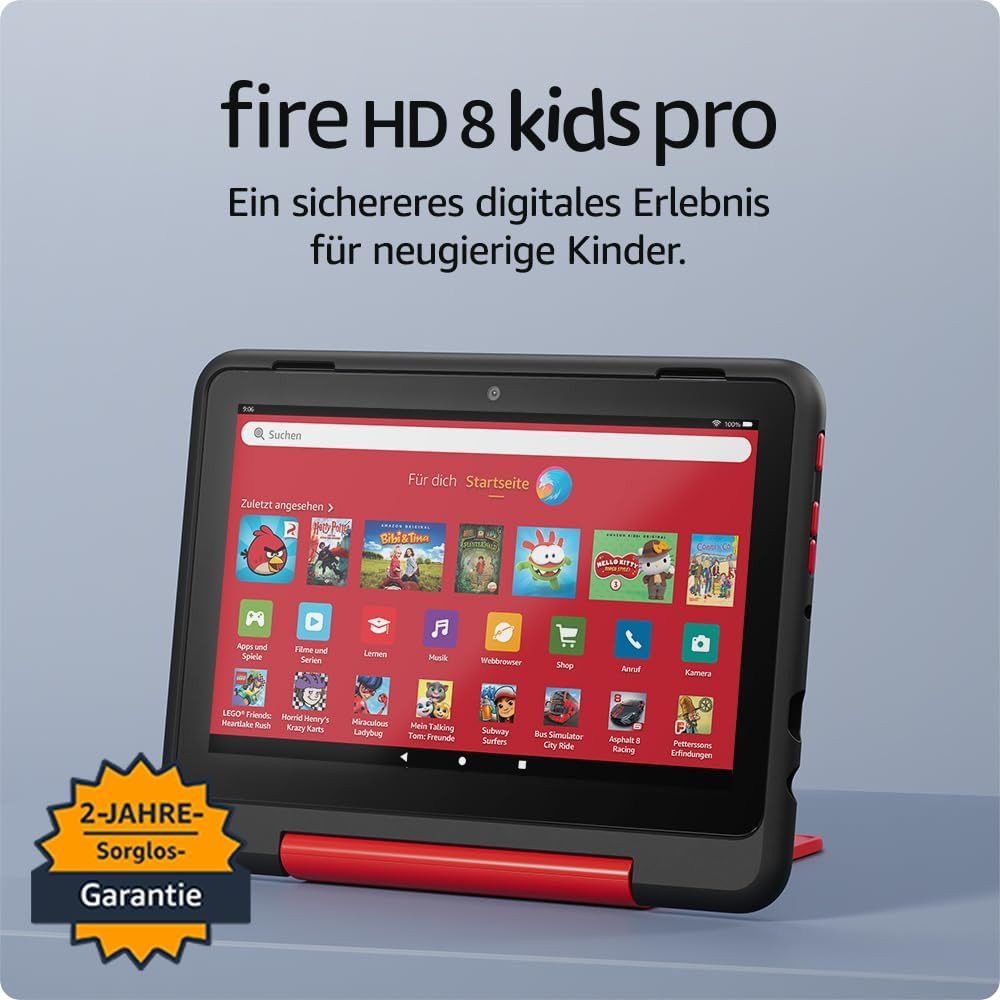 Amazon Fire HD 8 Kids Pro (Neueste Generation) für Kinder von 6-12 Jahren Tablet (8", 32 GB, Fire OS, Werbefreie Inhalte, Kindersicherung, 13 Std. Akkulaufzeit)