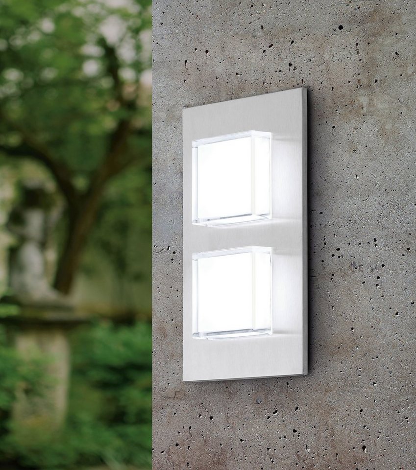 EGLO LED Außen-Wandleuchte Pias, LED fest integriert, Warmweiß, Eckmontage  möglich, LED tauschbar