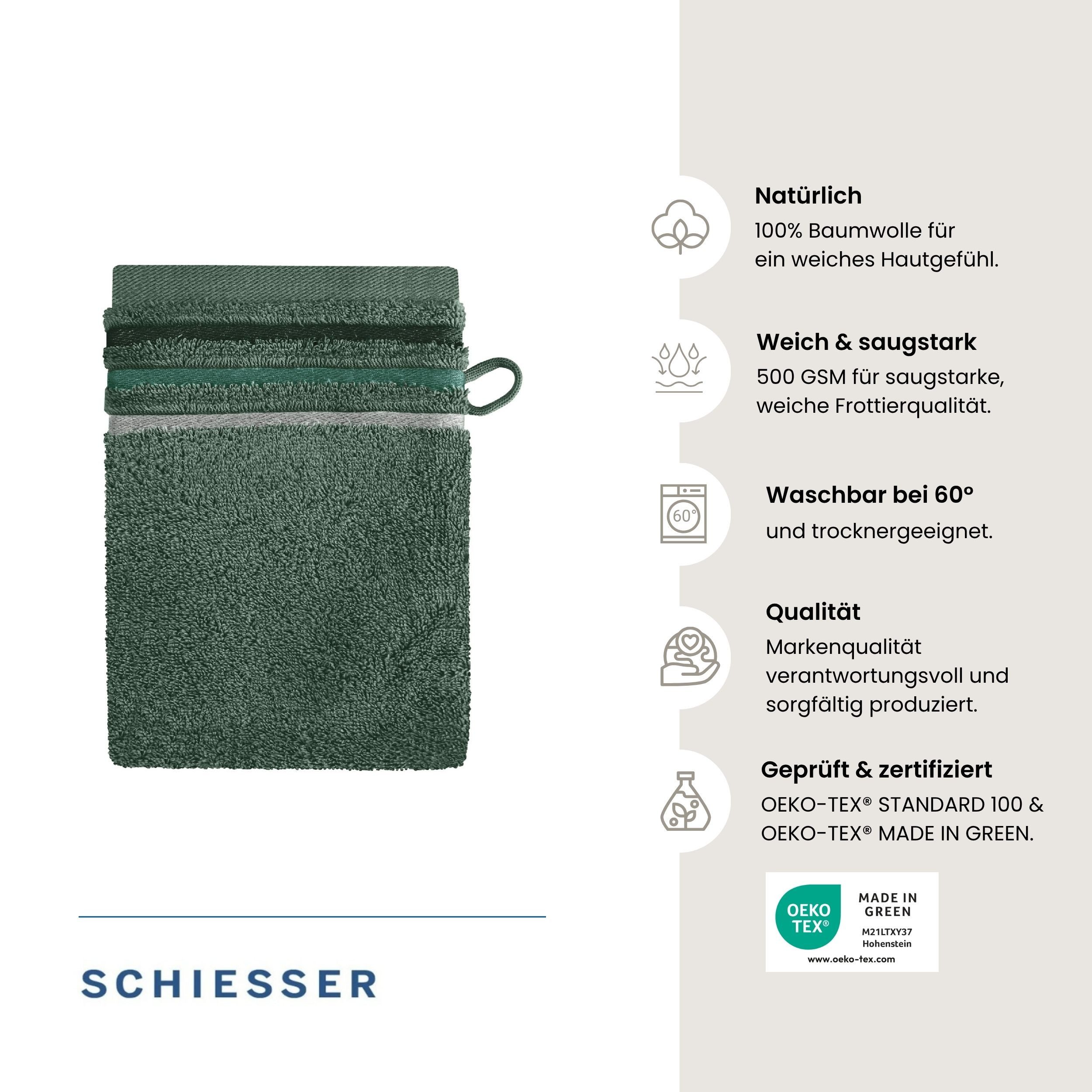 Schiesser Waschhandschuh Skyline Color aus 100 % Baumwolle mit eleganter Streifenbordüre, (5-St), OEKO-TEX® MADE IN GREEN – Bild 2 von 5
