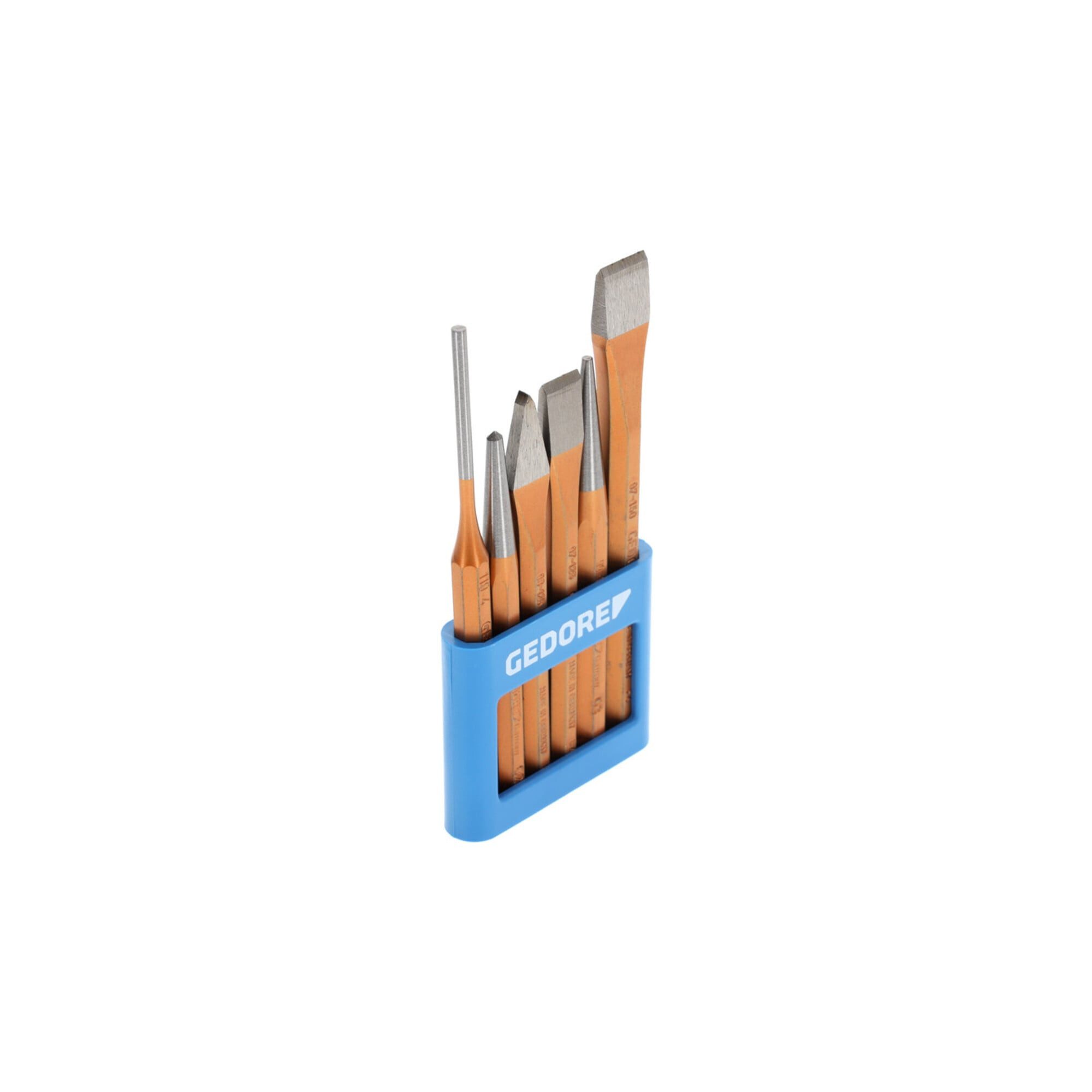 Gedore Beitelsatz Gedore Werkzeugsatz, Set 6-teilig, gefüllt, im PVC-Halter, Meißel, Kör