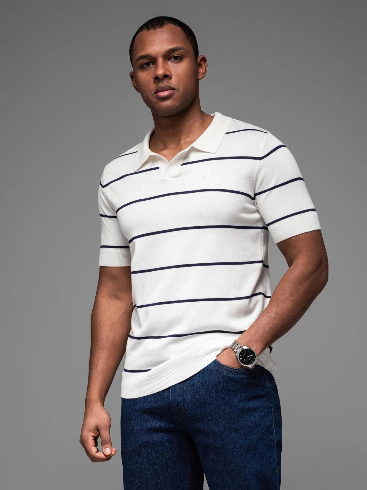 OMBRE Poloshirt Horizontal gestreiftes Herren-Poloshirt mit günstig online kaufen