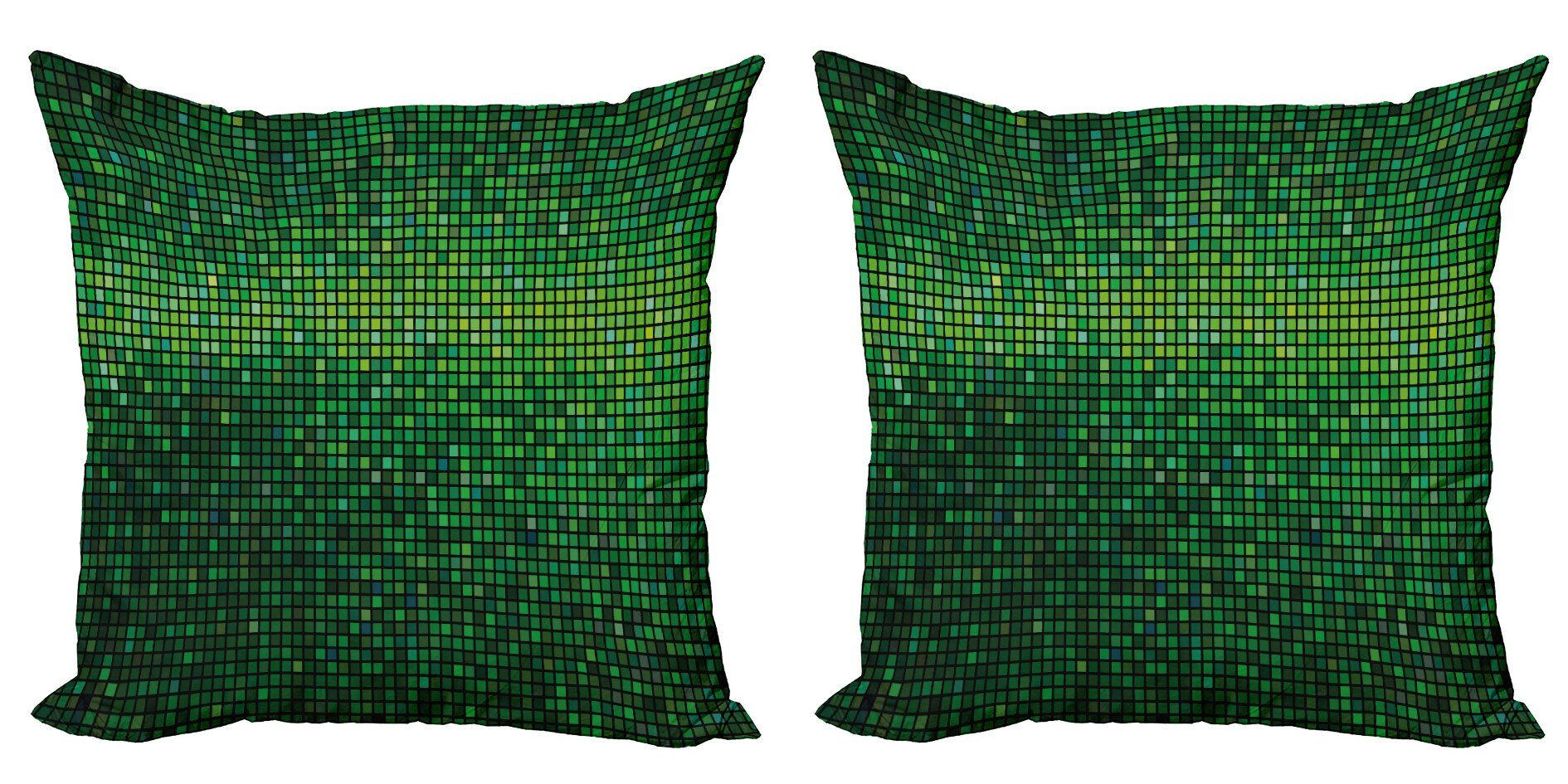 Kissenbezüge Modern Accent Doppelseitiger Digitaldruck, Abakuhaus (2 Stück), Grün Digitales Mosaik Pixel Grid