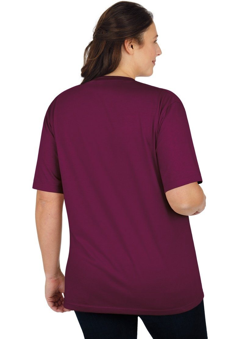 Trigema T-Shirt sangria V-Shirt TRIGEMA DELUXE Baumwolle