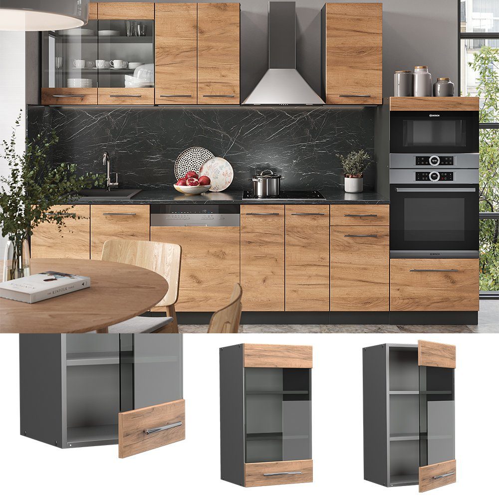 Vicco Glashängeschrank Fame-Line, Goldkraft Eiche/Anthrazit, 40 günstig online kaufen