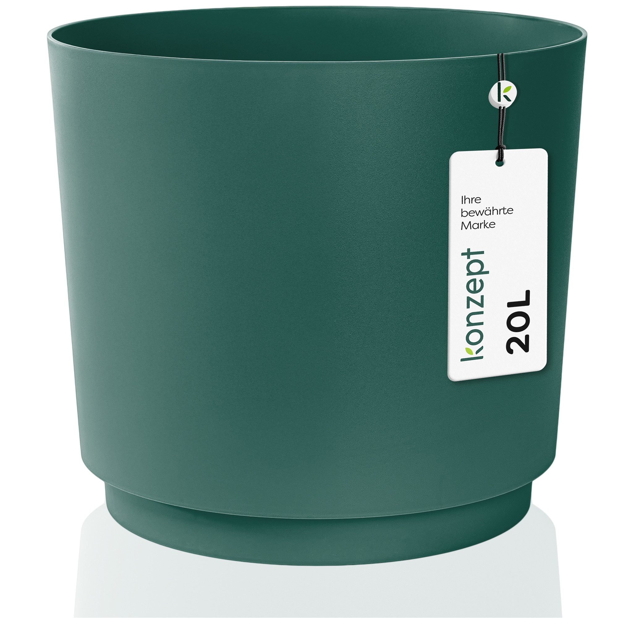 KONZEPT Übertopf Blumentopf 32,5 cm Übertopf aus Kunststoff wetterfest für Innen Außen, Integrierter funktionaler Untersetzer