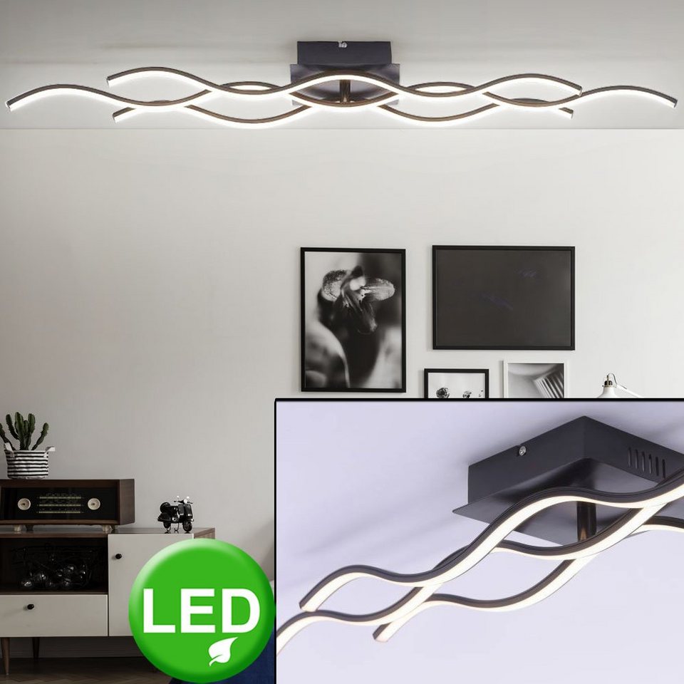 40 Watt LED Deckenleuchte geschwungen Wellen Design Deckenlampe 139,5x16x7,9cm