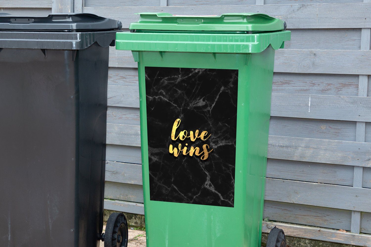 MuchoWow Wandsticker Zitat (1 - - Sticker, Container, Liebe St), Marmor Mülleimer-aufkleber, - Mülltonne, Abfalbehälter Gold