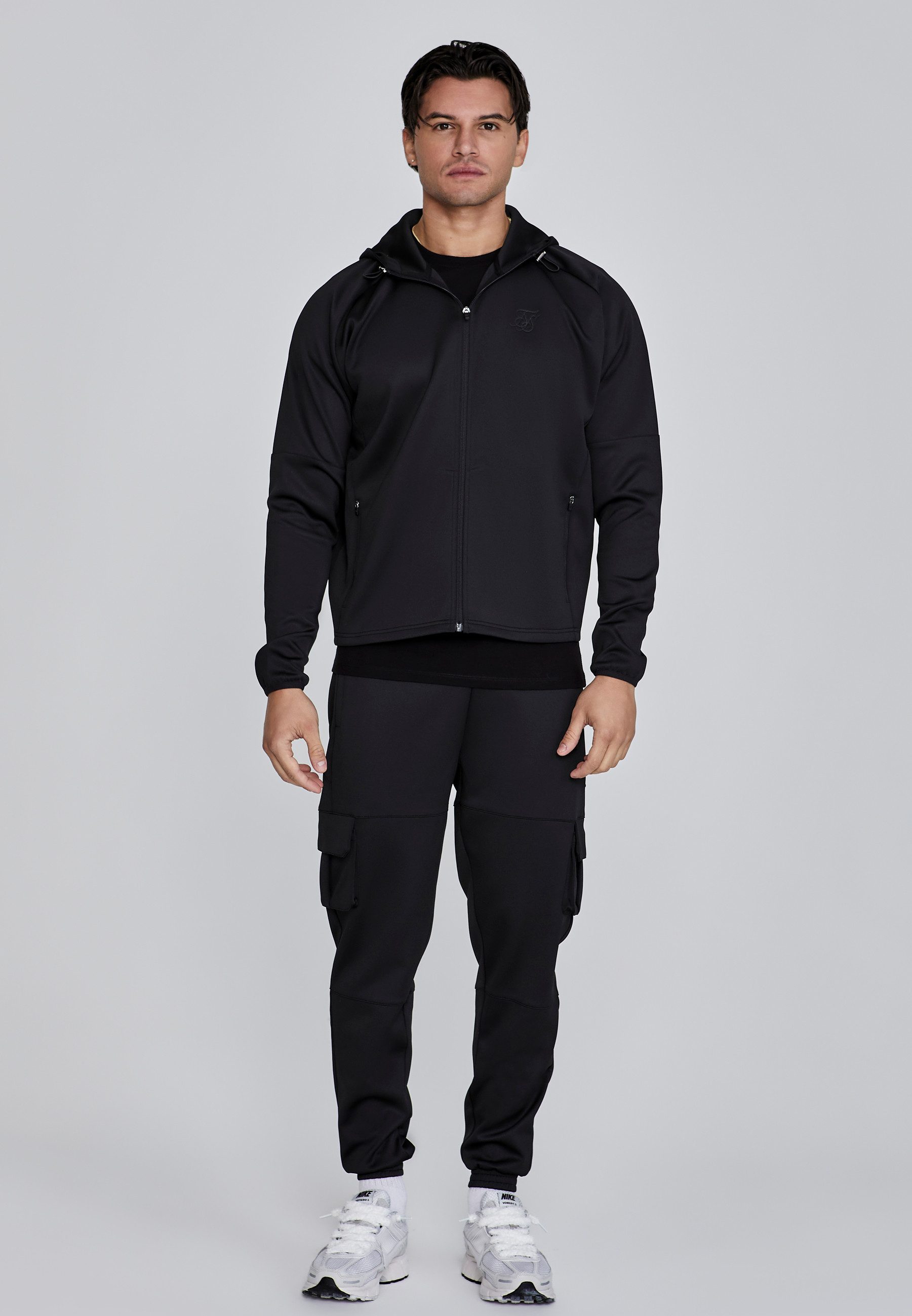 Siksilk Hoodie SikSilk Herren Schwarzer Full Zip Kapuzenpullover
