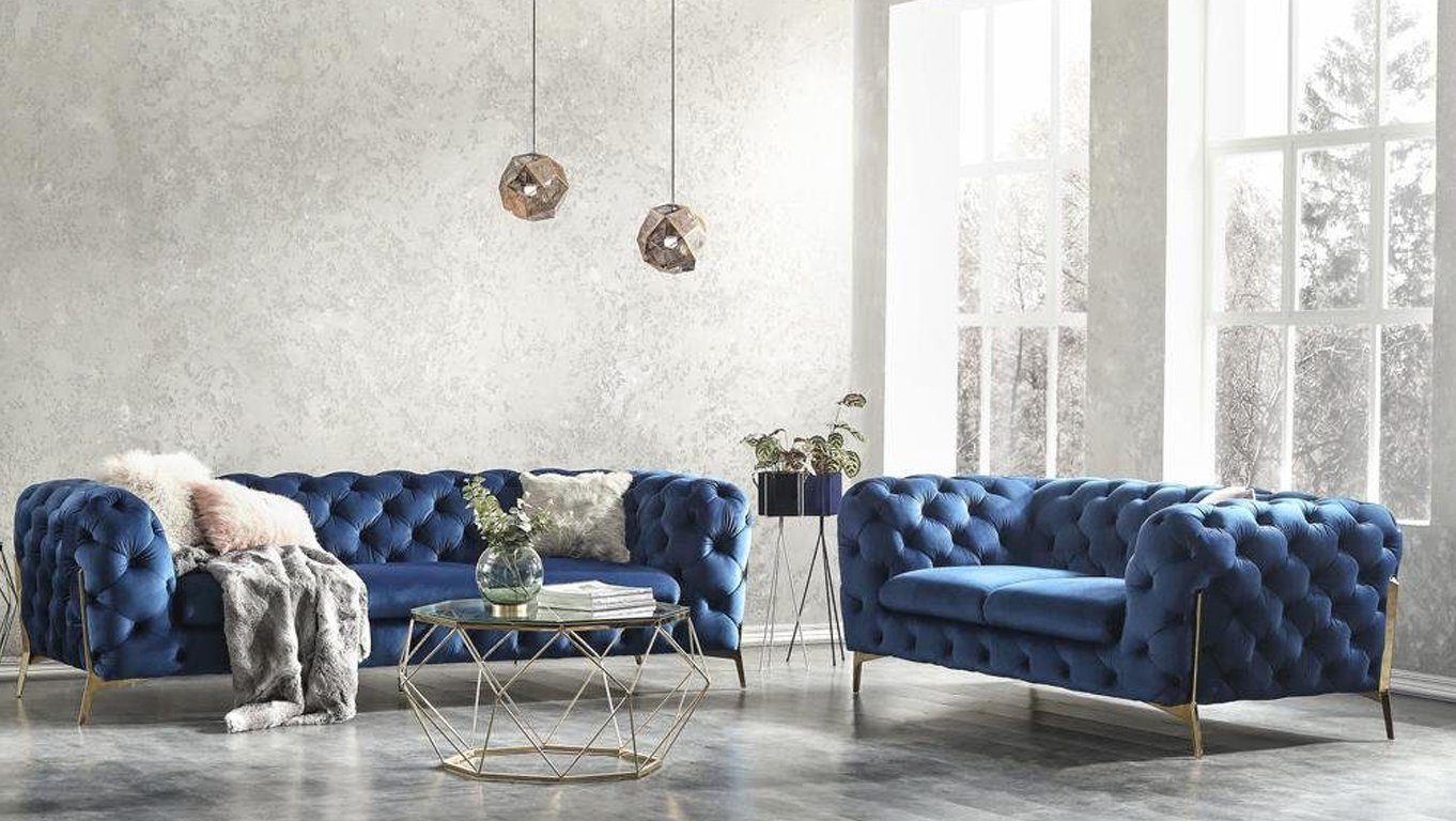 Edle Textil Stoff Polster in JVmoebel Europe Couch Sofa, Chesterfield Made Samt Designer Sofa