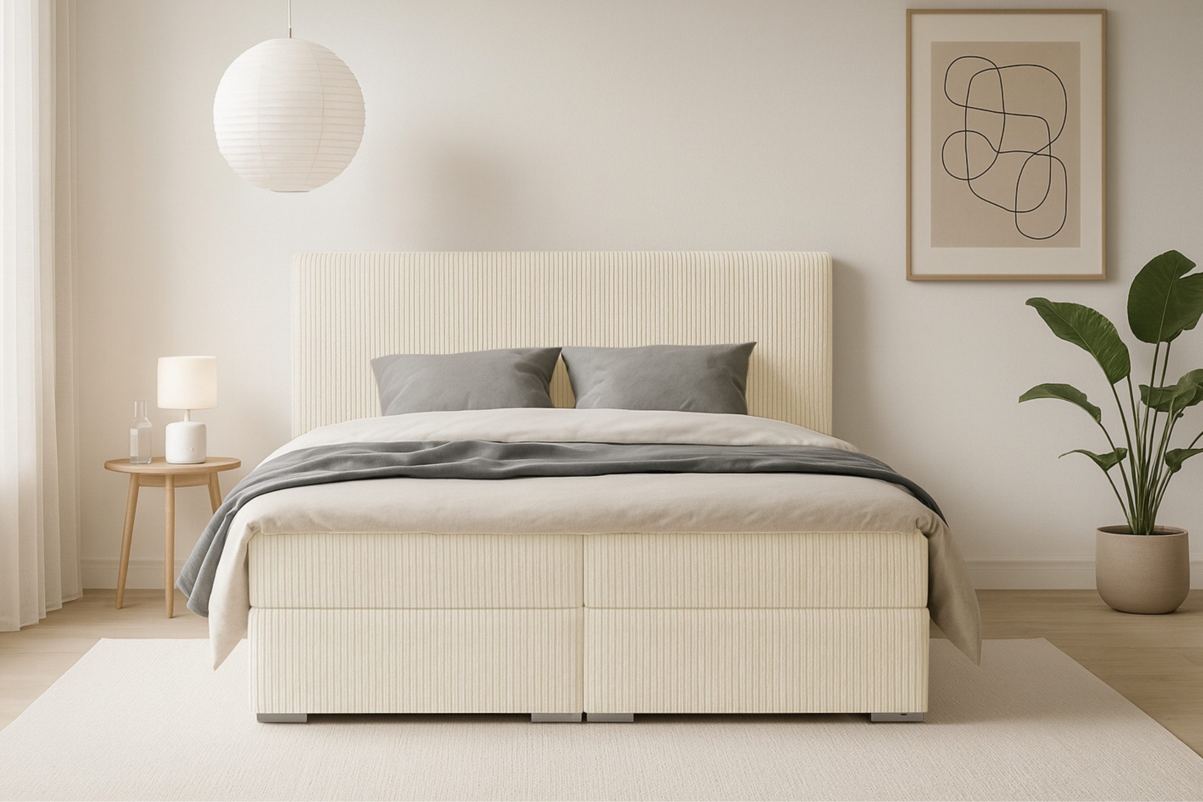 Deine Möbel 24 Boxspringbett LON IV Boxspring Komplettbett Polsterbett Bone günstig online kaufen