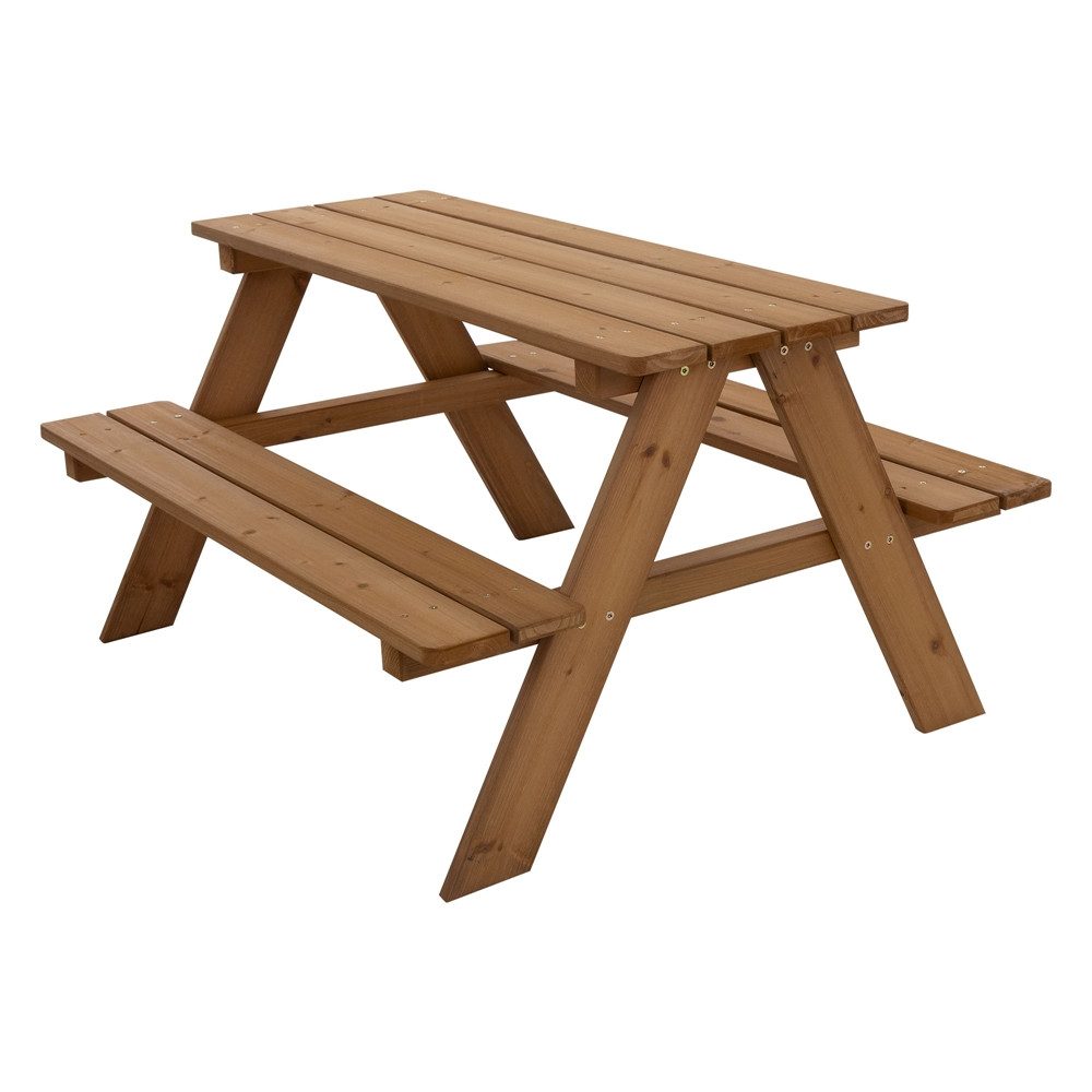 ML-DESIGN Garten-Kindersitzgruppe Kindersitzgarnitur für Draußen, Spielsitzgruppe mit 4 Plätzen, Braun Picknicktisch Sitzgarnitur 2 Bänke mit Tisch Massivholz Outdoor