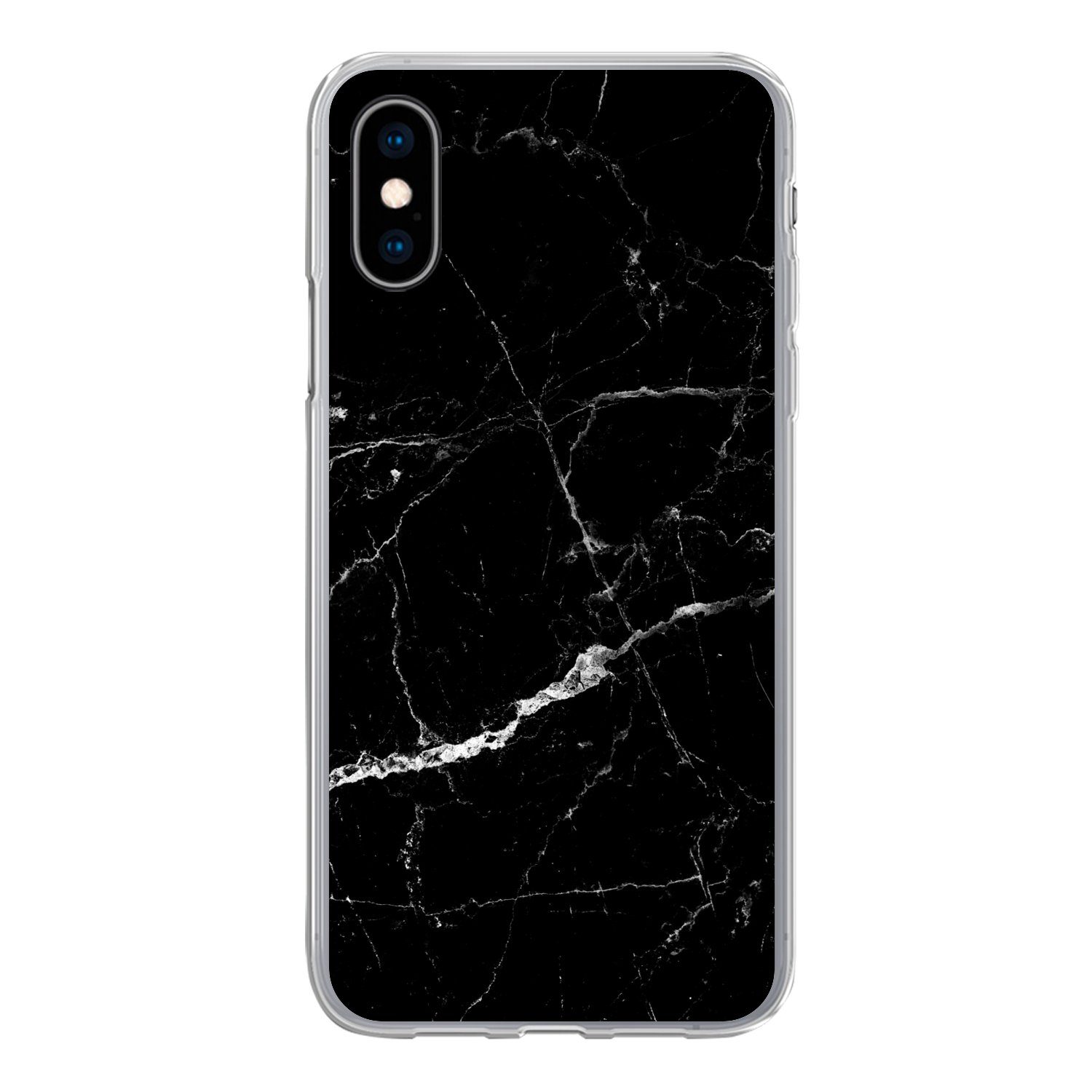MuchoWow Handyhülle für Apple iPhone X Marmoroptik - Schwarz - Luxus, Smartphone-Bumper, Print, Handy Schutzhülle Dünn