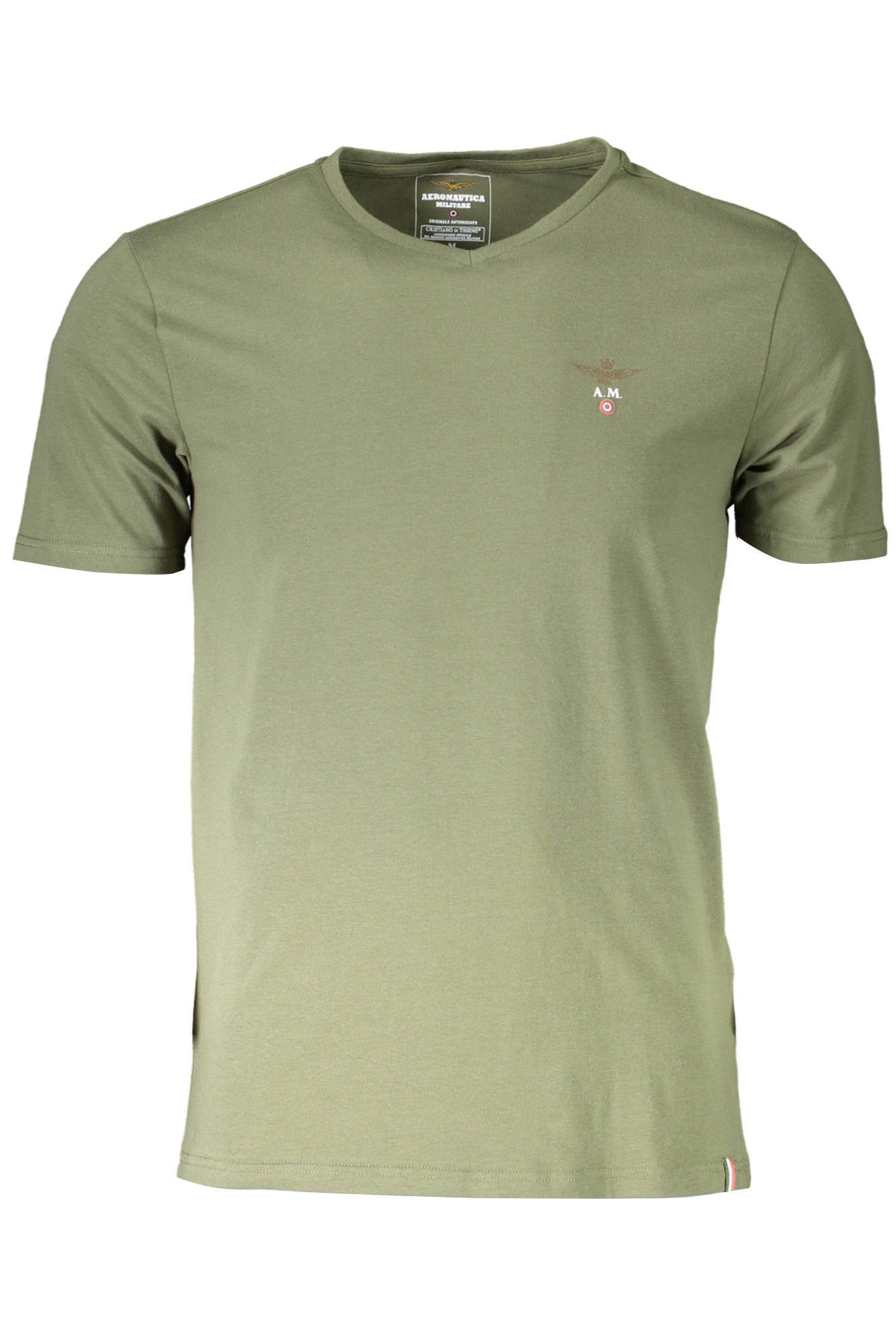 Aeronautica Militare T-Shirt Flexibles Herren T-Shirt Grün mit V-Ausschnitt und