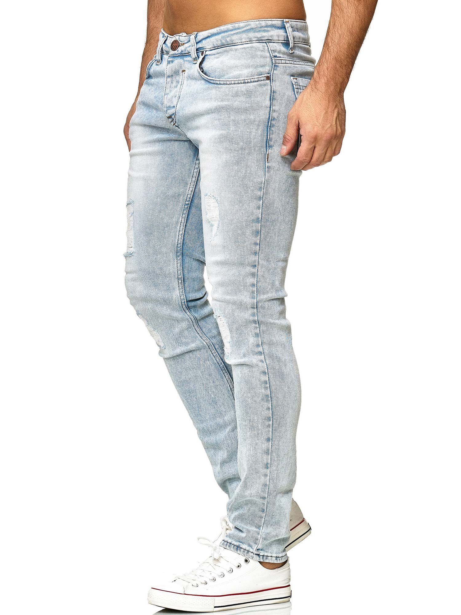 Tazzio Destroyed-Look Stretch & im mit Slim-fit-Jeans Elasthan 16525 hellblau