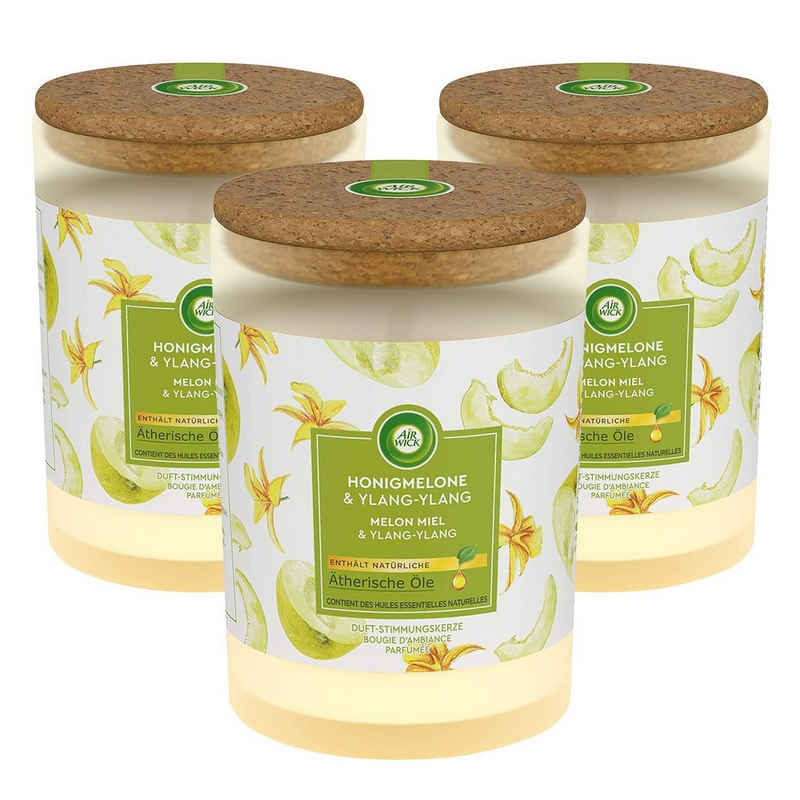 Air Wick Duftkerze 3 x Air Wick Duft Stimmungskerze je 185g Honigmelone & Ylang-Ylang
