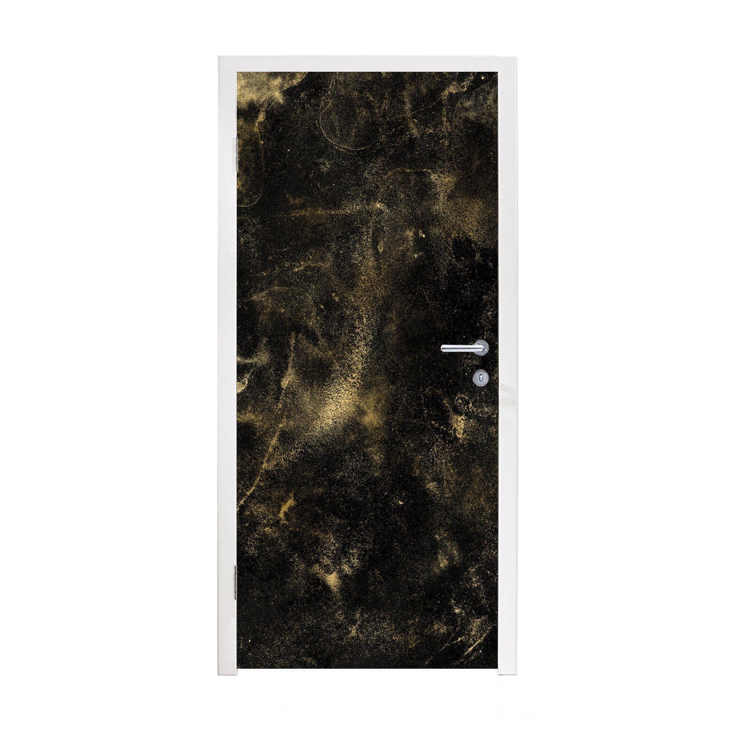MuchoWow Türtapete Gold - Glitter - Schwarz, Matt, bedruckt, (1 St), Fototapete für Tür, Türaufkleber, 75x205 cm