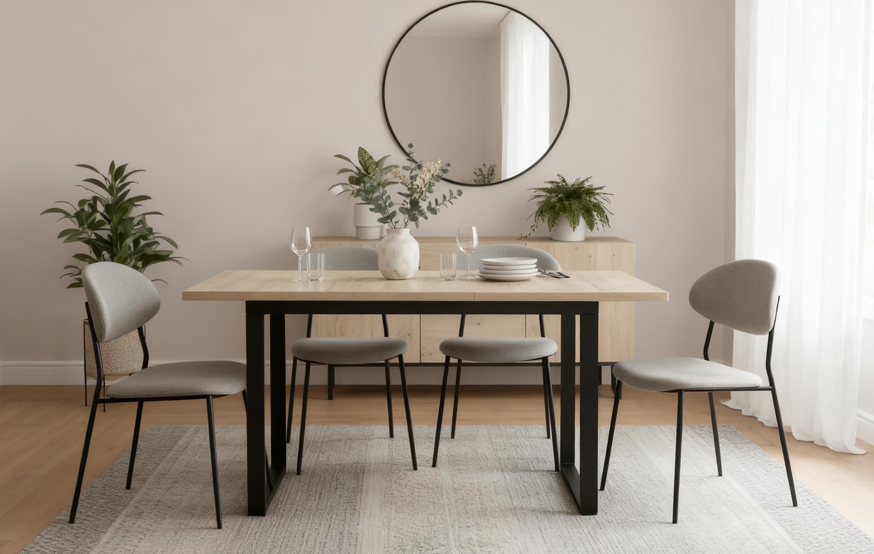 B&D home Esstisch LARS, Metallgestell schwarz oder weiß, ausziehbar 120-160cm, 4-6 Personen