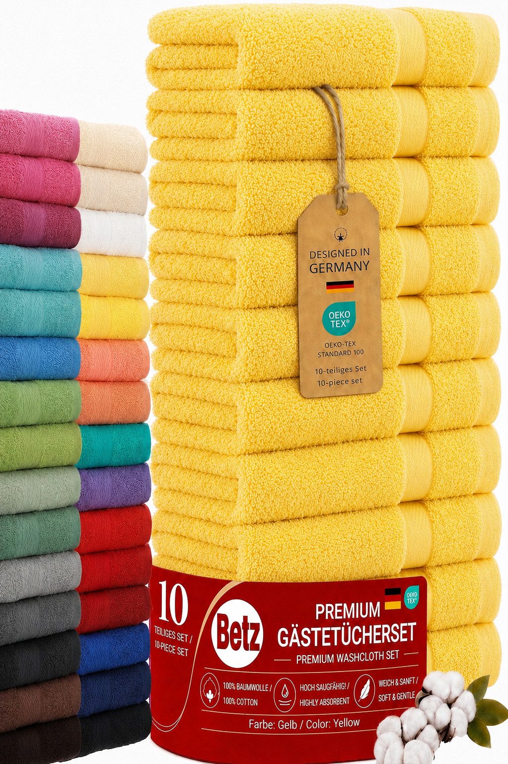 Betz Gästehandtücher 10 tlg. Gästehandtücher-Set PREMIUM 100 % Baumwolle 30x50cm, 100% Baumwolle (10-St)