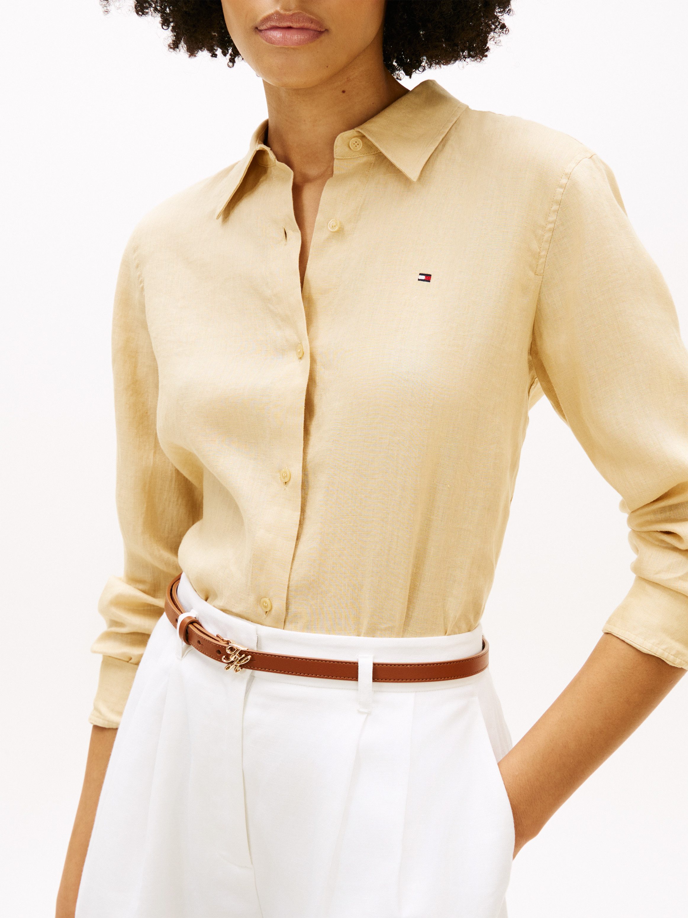 Tommy Hilfiger Hemdbluse ESS LINEN RELAXED SHIRT mit Logostickerei,kühlende günstig online kaufen