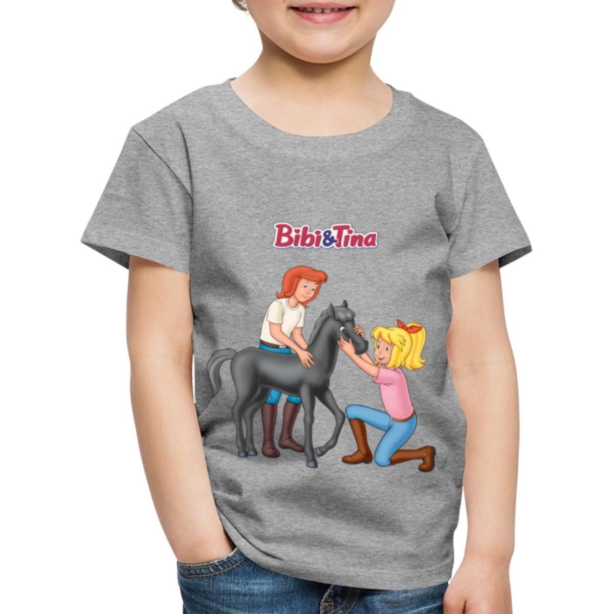 Spreadshirt T-Shirt Bibi Und Tina Kuscheln Mit Süßem Fohlen Felix