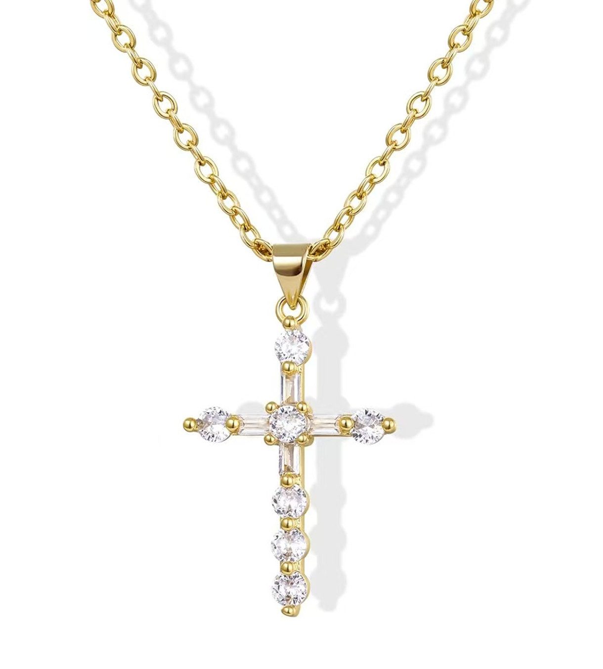 Jumpeak Kette mit Anhänger Einzelne0.15ct Diamantkette,D/E,VVS/VS,Kreuz-Diamant-Halskette, Neutrale Geschenke, Überraschungsgeschenke, Universelle Geschenke