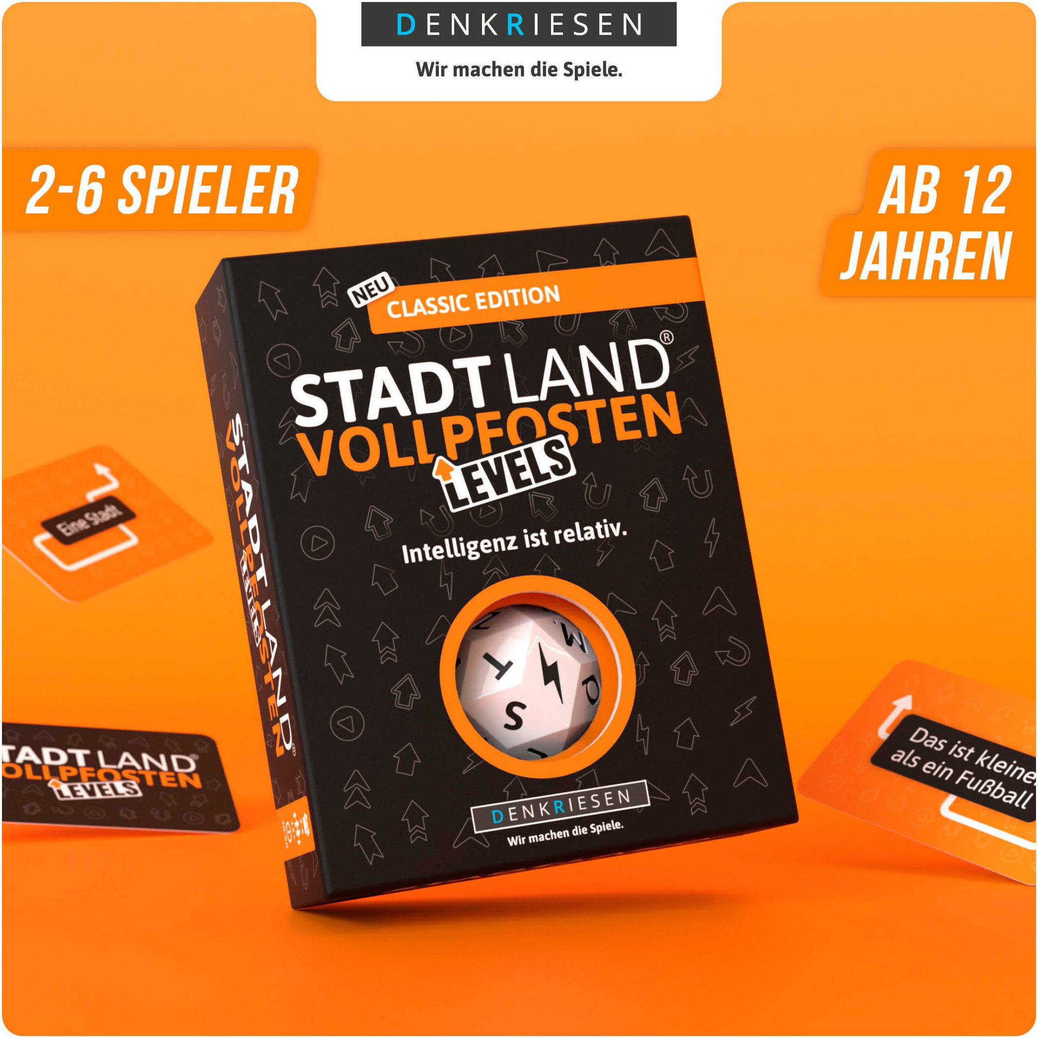 Denkriesen Spiel Stadt Land Vollpfosten® Levels - Classic Edition, Familienspiel, "Intelligenz ist relativ."; Made in Germany