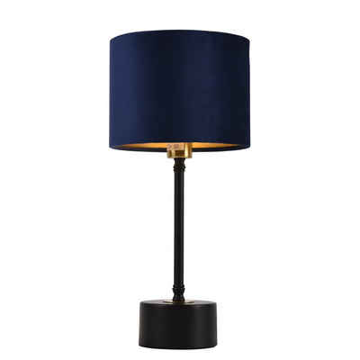 lux.pro Tischleuchte, ohne Leuchtmittel, »Deventer« Schwarz/Kupfer, Schirm aus blauer Flanell 1xE14