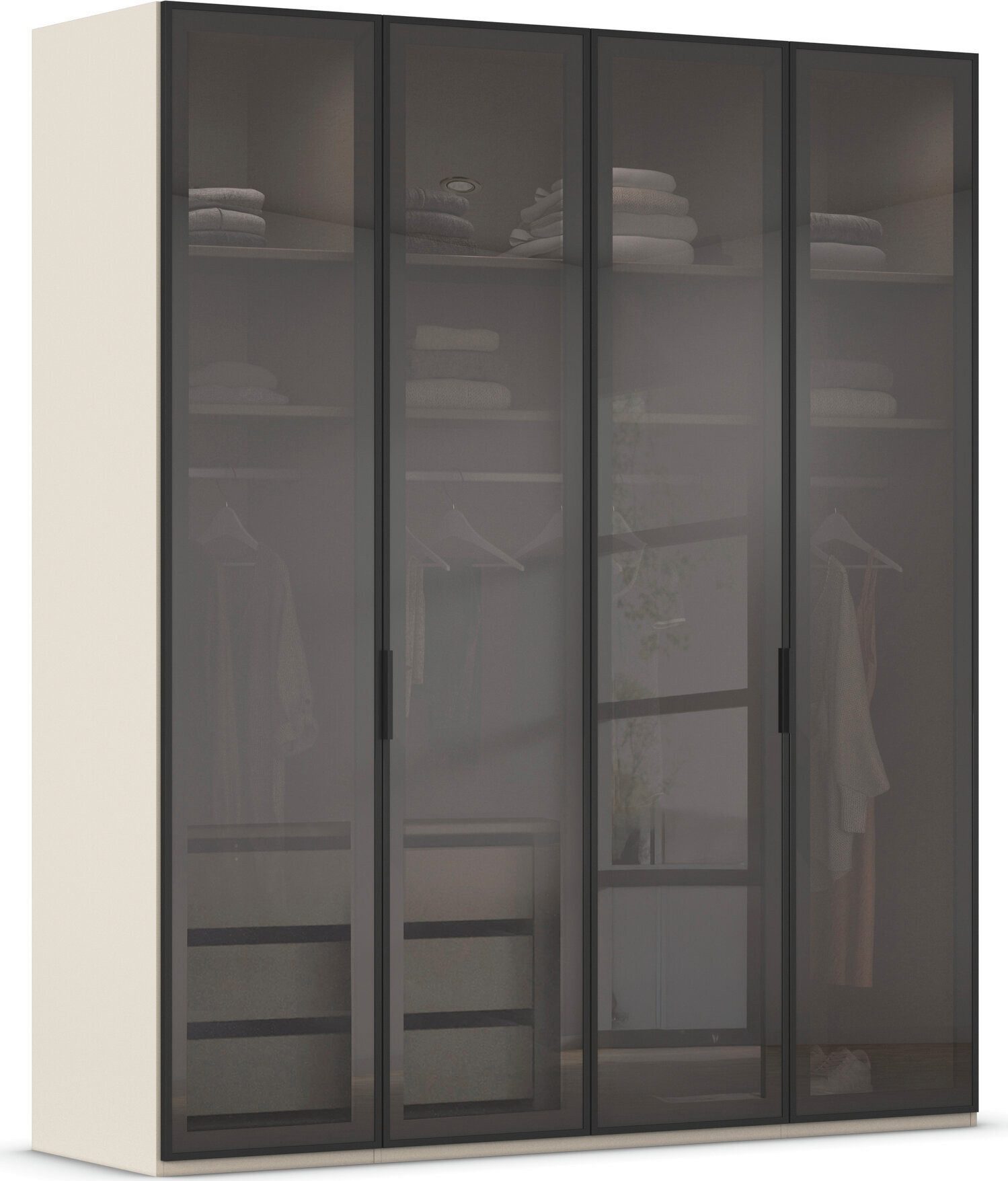rauch Kleiderschrank Schrank Garderobe SKAT SHINE Breiten 151/201/251/301cm, Höhe 223/235cm (3 verschiedene Ausstattungen BASIC/CLASSIC/PREMIUM (inkl. SOFT-CLOSE) edle Schrankfront mit hochwertigen Glasrahmentüren MADE IN GERMANY