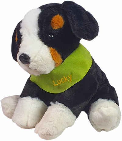 Heunec® Kuscheltier Berner Sennenhund, 38 cm, mit grünem Halstuch und individueller Bestickung