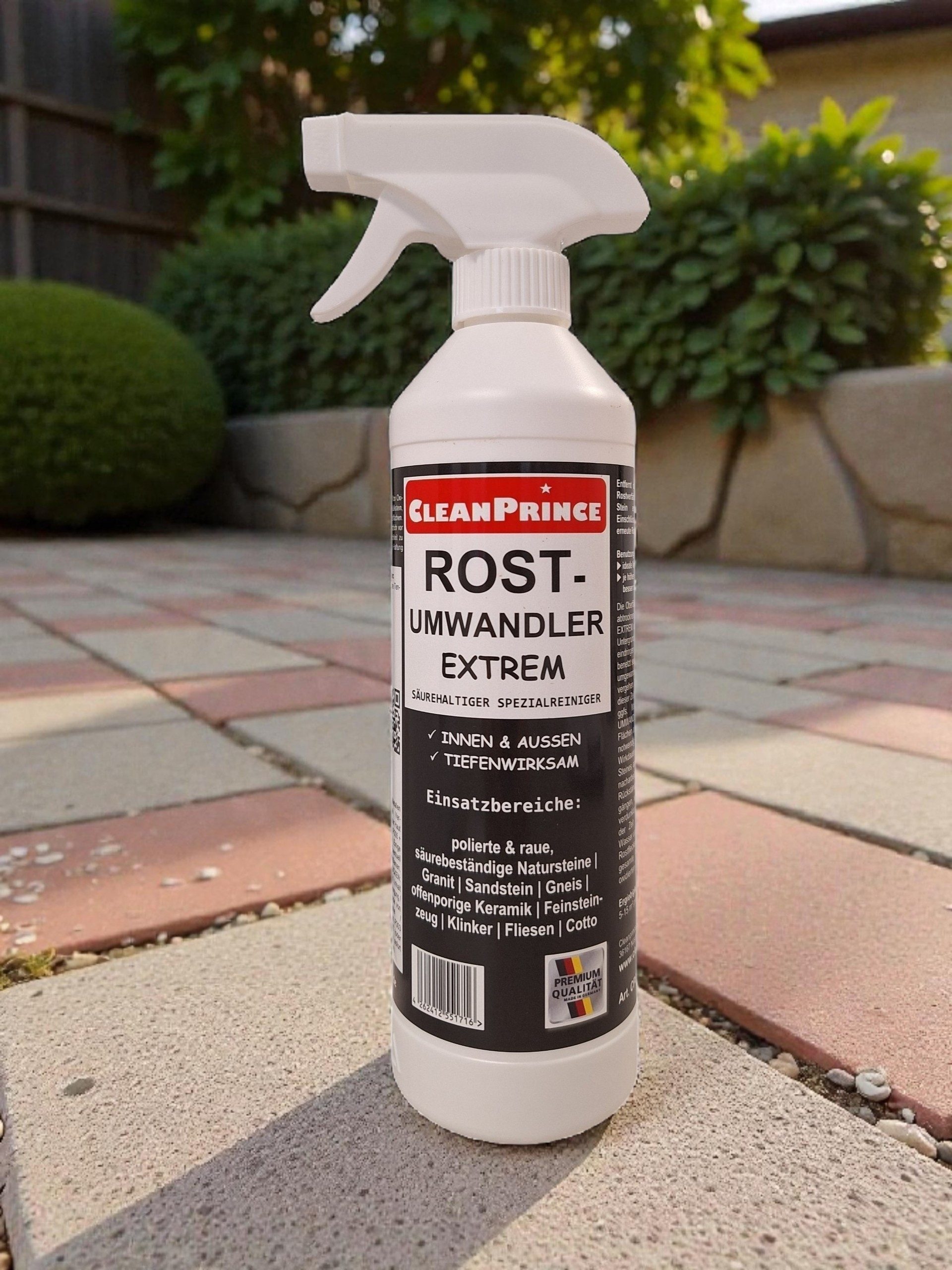 CleanPrince Rostumwandler Extrem, CP890330 säurehaltig, tiefenwirksam Rostentferner (polierte & raue, säurebeständige Natursteine, Keramik, Fliesen)