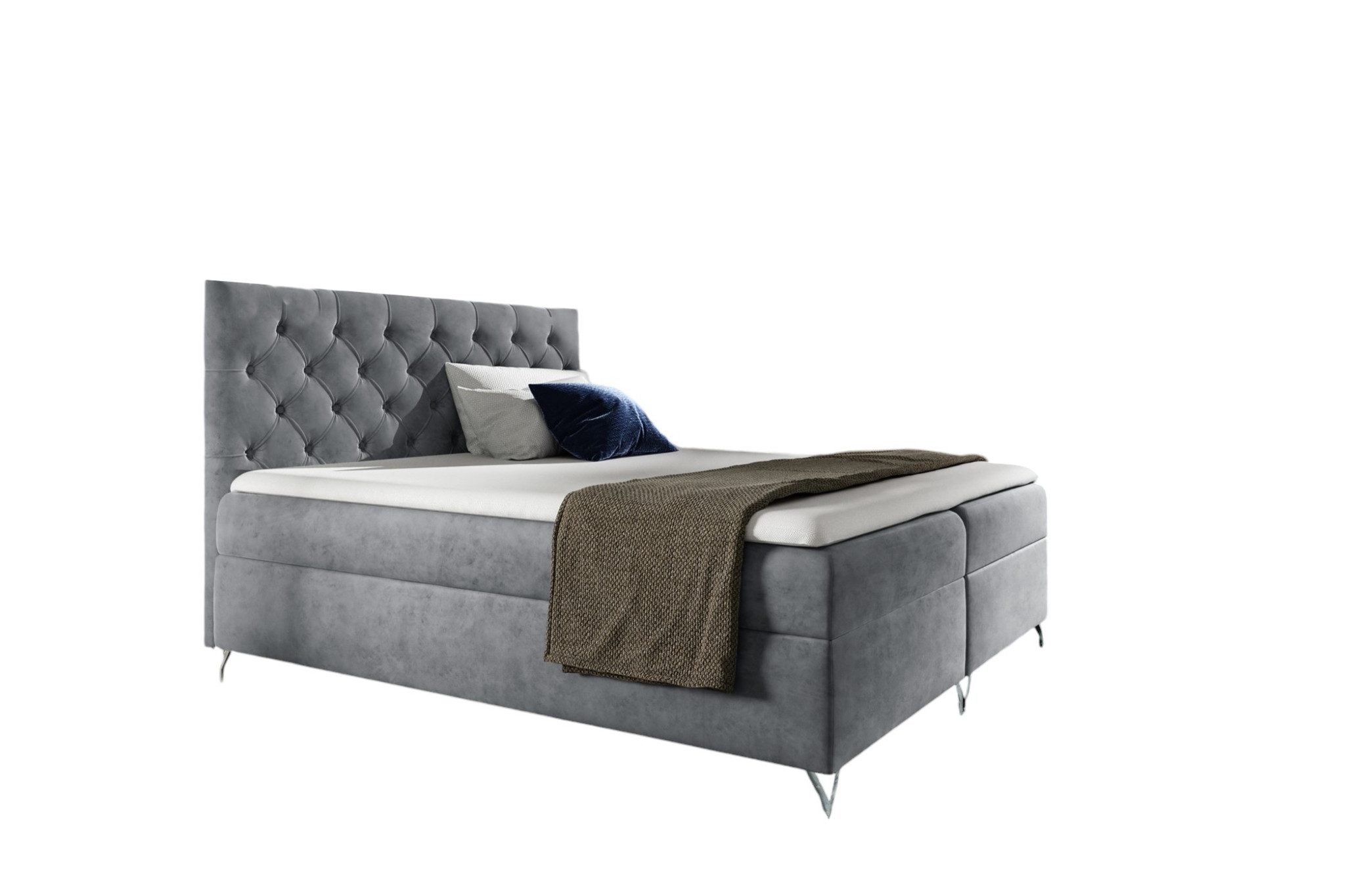 Fun Möbel Boxbett Schlafzimmerbett AMBRE in Stoff Fresh Überlänge (inkl. 2 x Bettkasten, 220cm), Inkl. Topper
