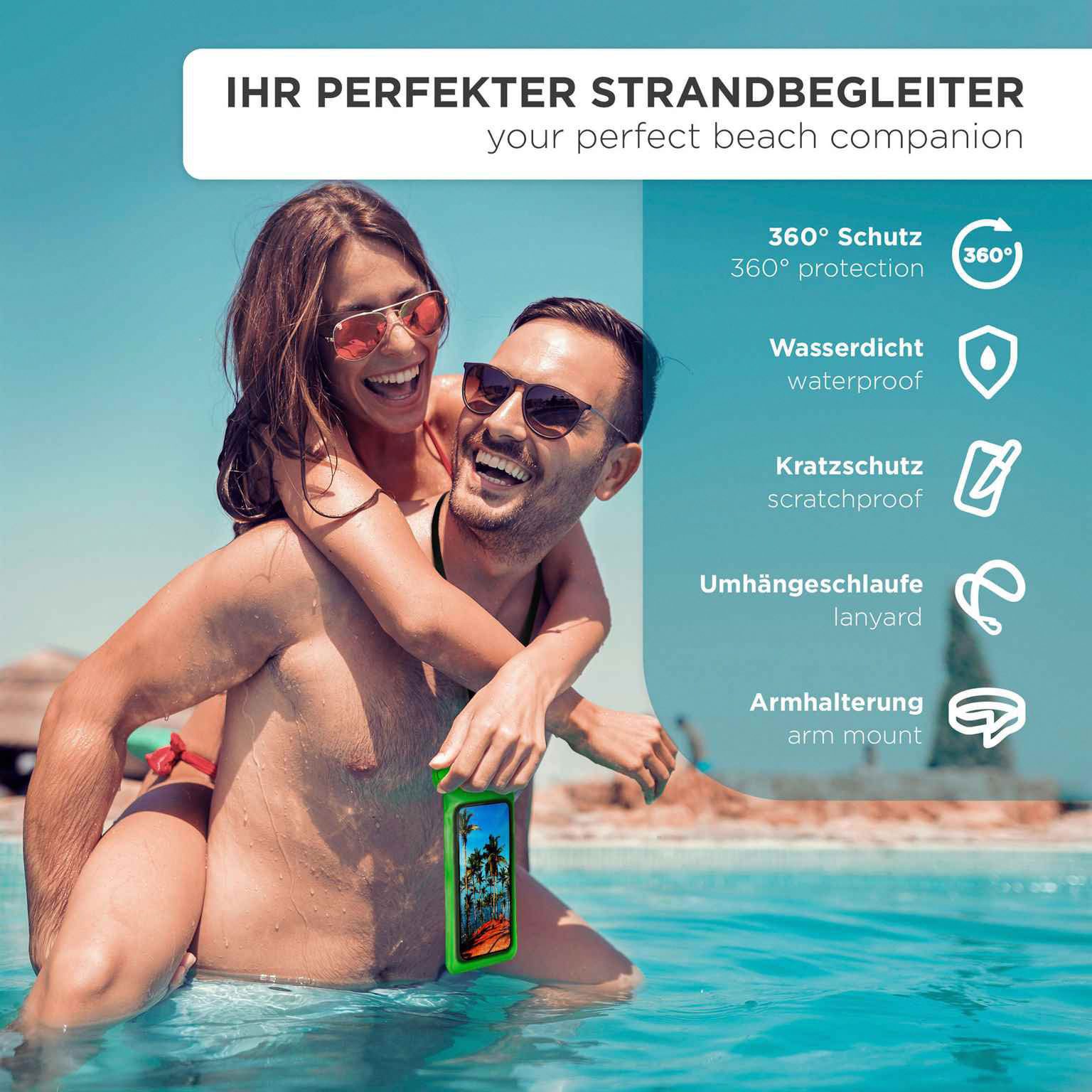 ONEFLOW Handyhülle für Motorola Edge 20 Pro Wasserdichte Tasche BeachBag Grün 6,7 Zoll, Hülle mit Touch Kamera Fenster IPX8 Unterwasser-Tasche zum Schwimmen