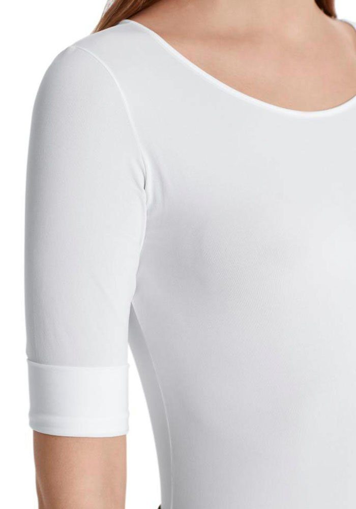 Marc elastisch white Hauchzartes Langarmshirt Longsleeve, Essential" "Collection Premium Cain Damenmode
