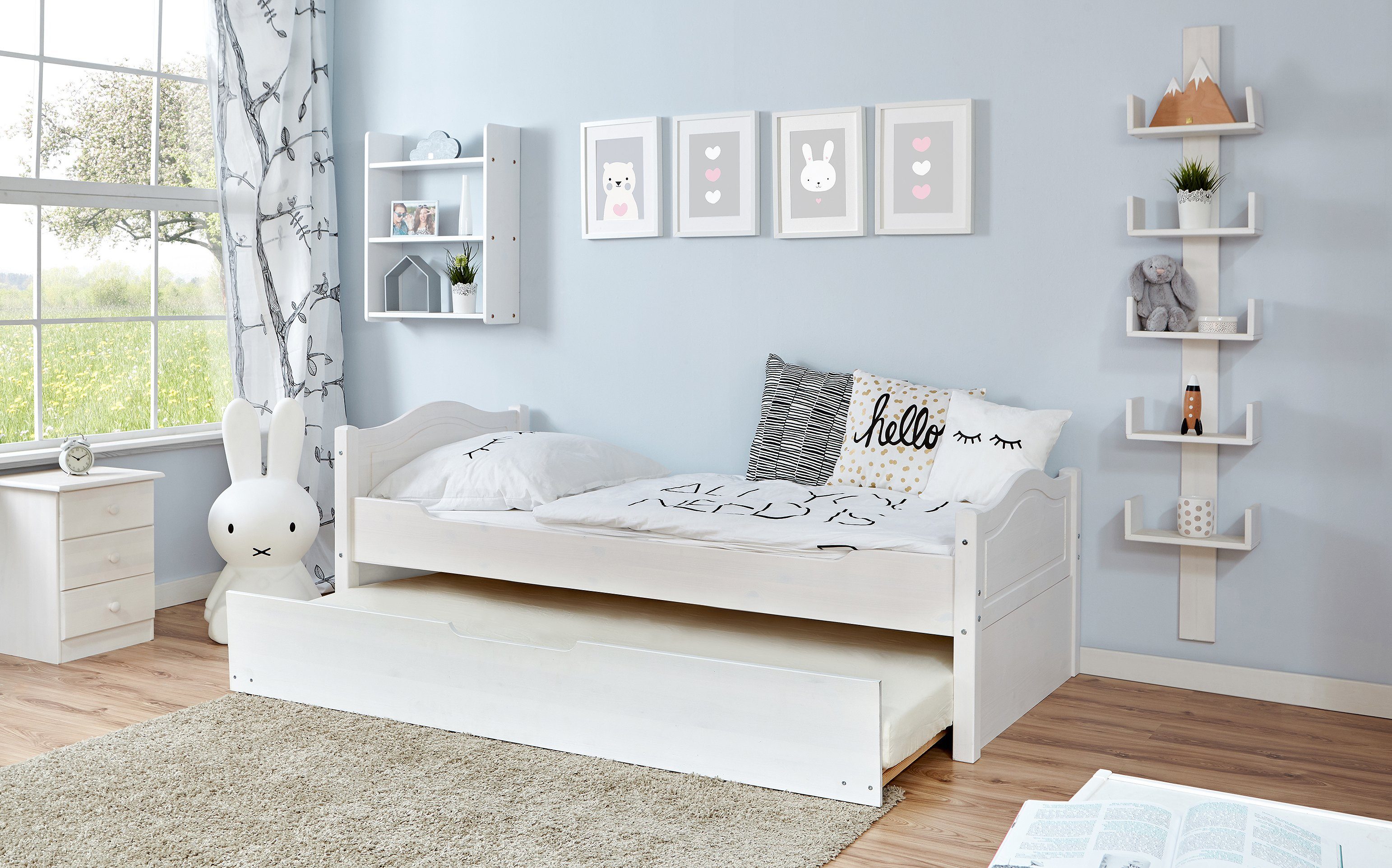 Ticaa Jugendbett Leni, Einzelbett, inkl. Zusatzbett und Rollrost günstig online kaufen