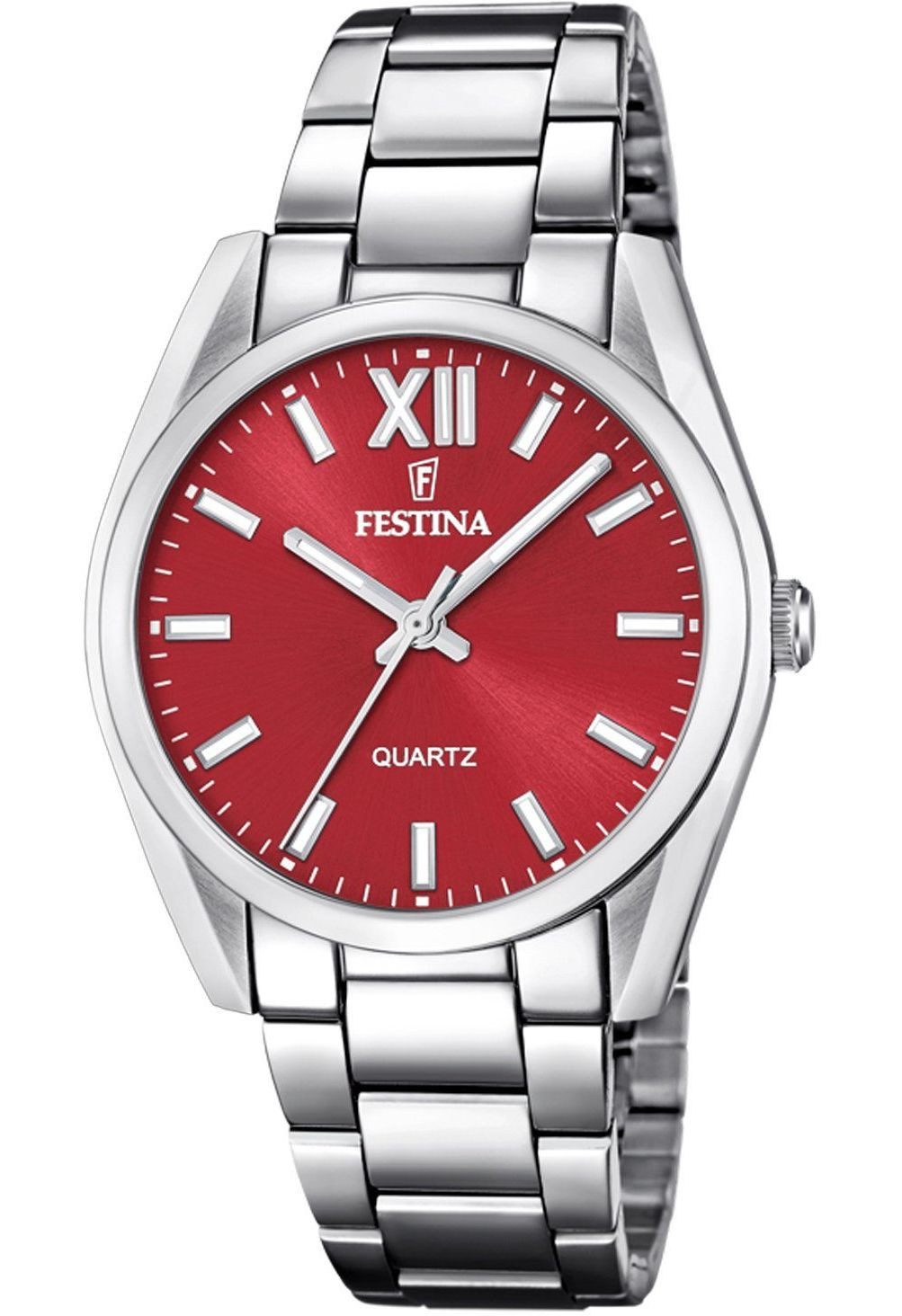 Festina Quarzuhr Boyfriend Damenuhr F20622-B Rot Edelstahlband 36,8 mm günstig online kaufen