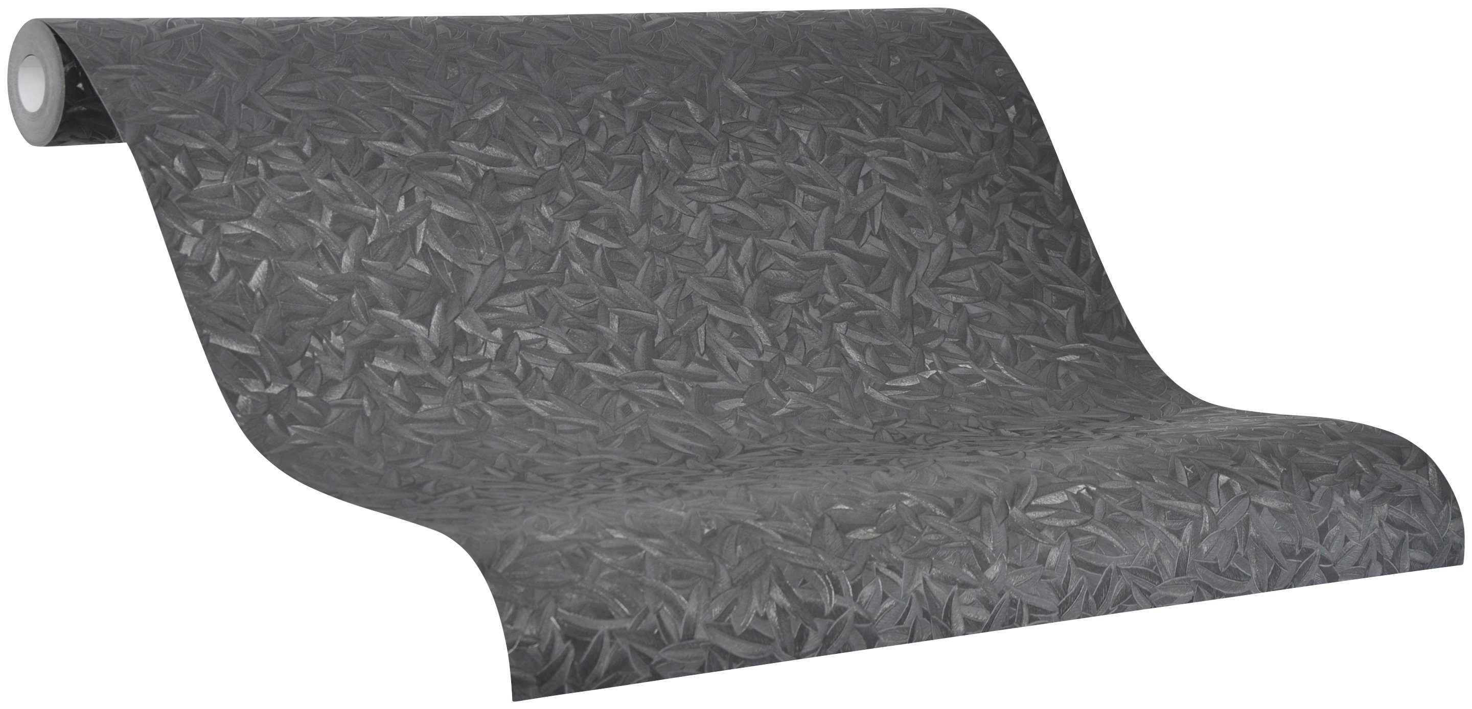 Glööckler Vliestapete, 3D-Optik, glänzend, schimmernd, (1 St), Blattmotiv, moderne Tapete für Schlafzimmer Wohnzimmer Küche