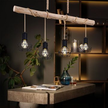 etc-shop Hängeleuchte, Hängeleuchte Esszimmerlampe Deckenleuchte Pendellampe, Holz Balken